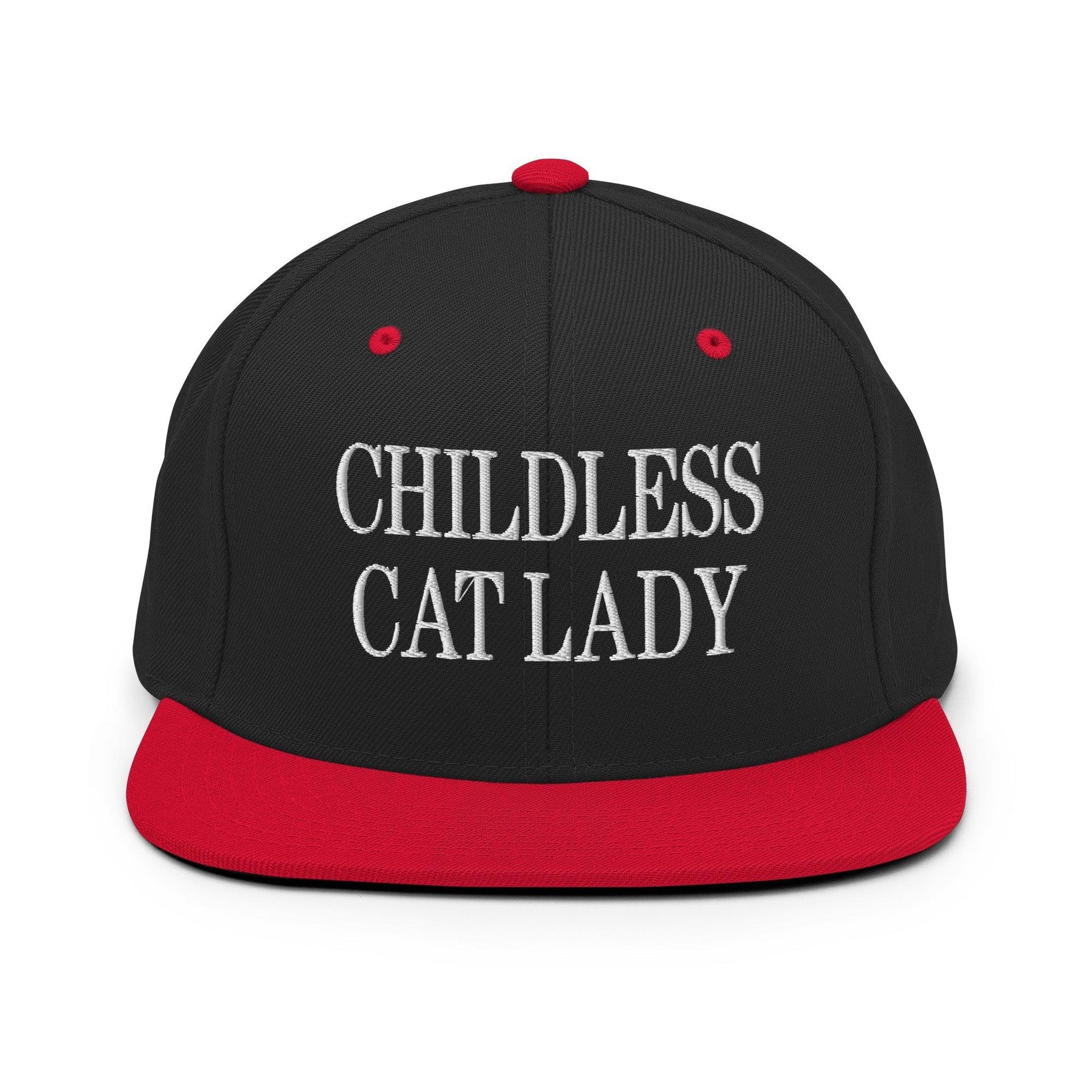Childless Cat Lady Flat Bill Brim Snapback Hat Black Red Capital Crowns Liberal Snapback Hats