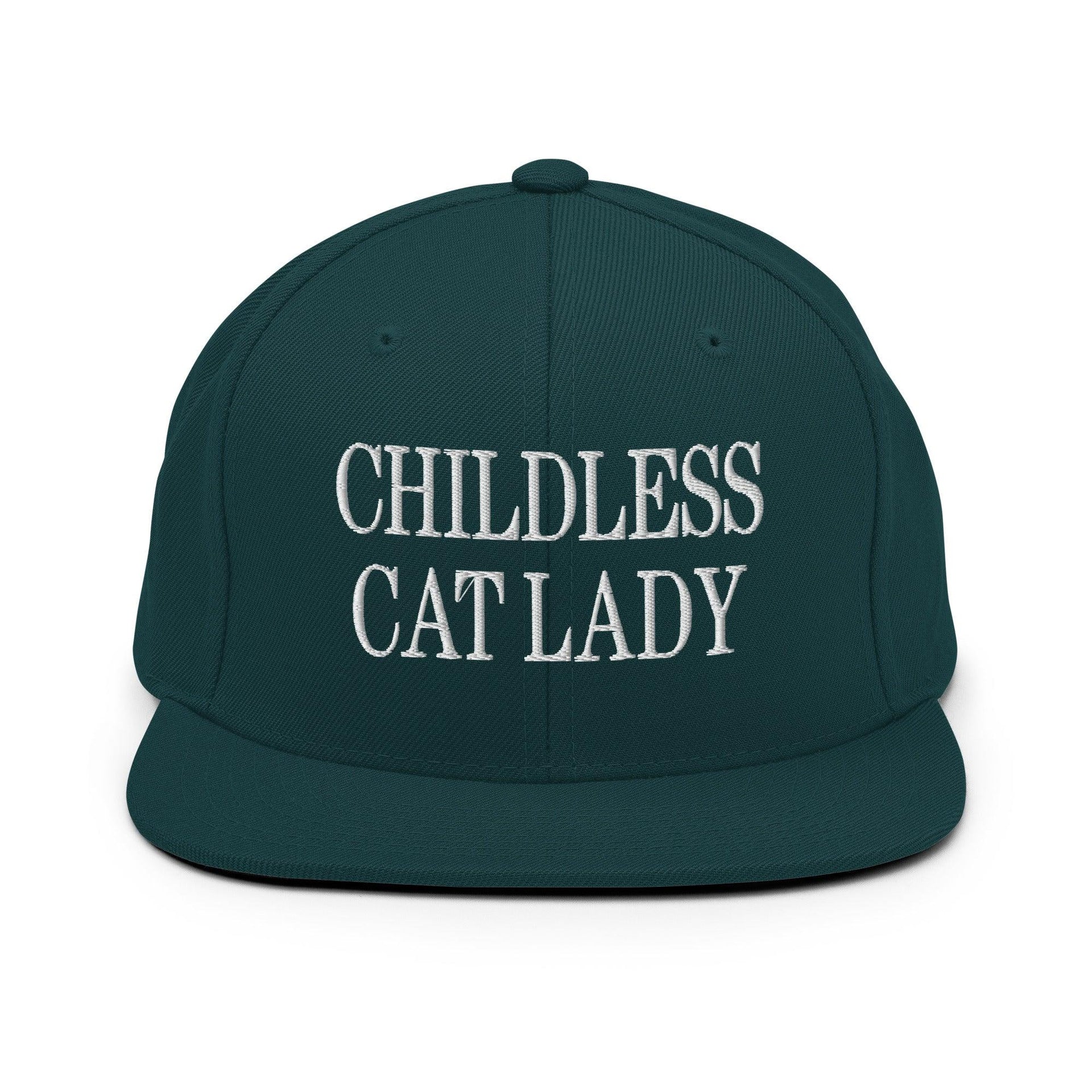 Childless Cat Lady Flat Bill Brim Snapback Hat Spruce Capital Crowns Liberal Snapback Hats