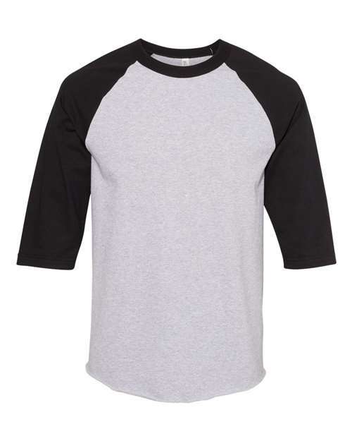 Classic Raglan Three-Quarter Sleeve T-Shirt - Timeless Style and Comfort Athletic Heather Black classic raglan t-shirt comfortable casual wear three-quarter sleeve shirt timeless style tee
