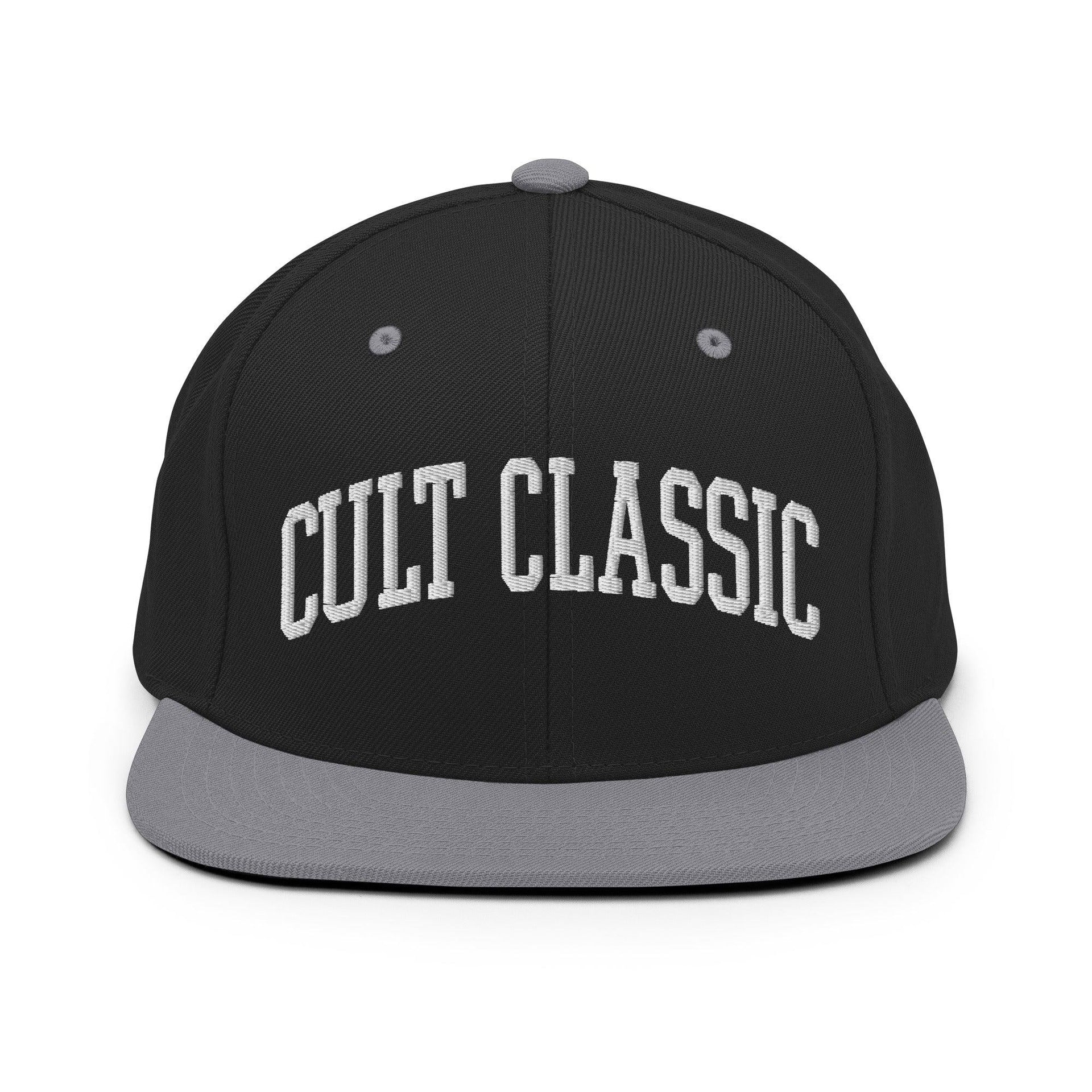 Cult Classic Embroidered Flat Bill Brim Snapback Hat Black Silver Capital Crowns Funny Snapback Hats