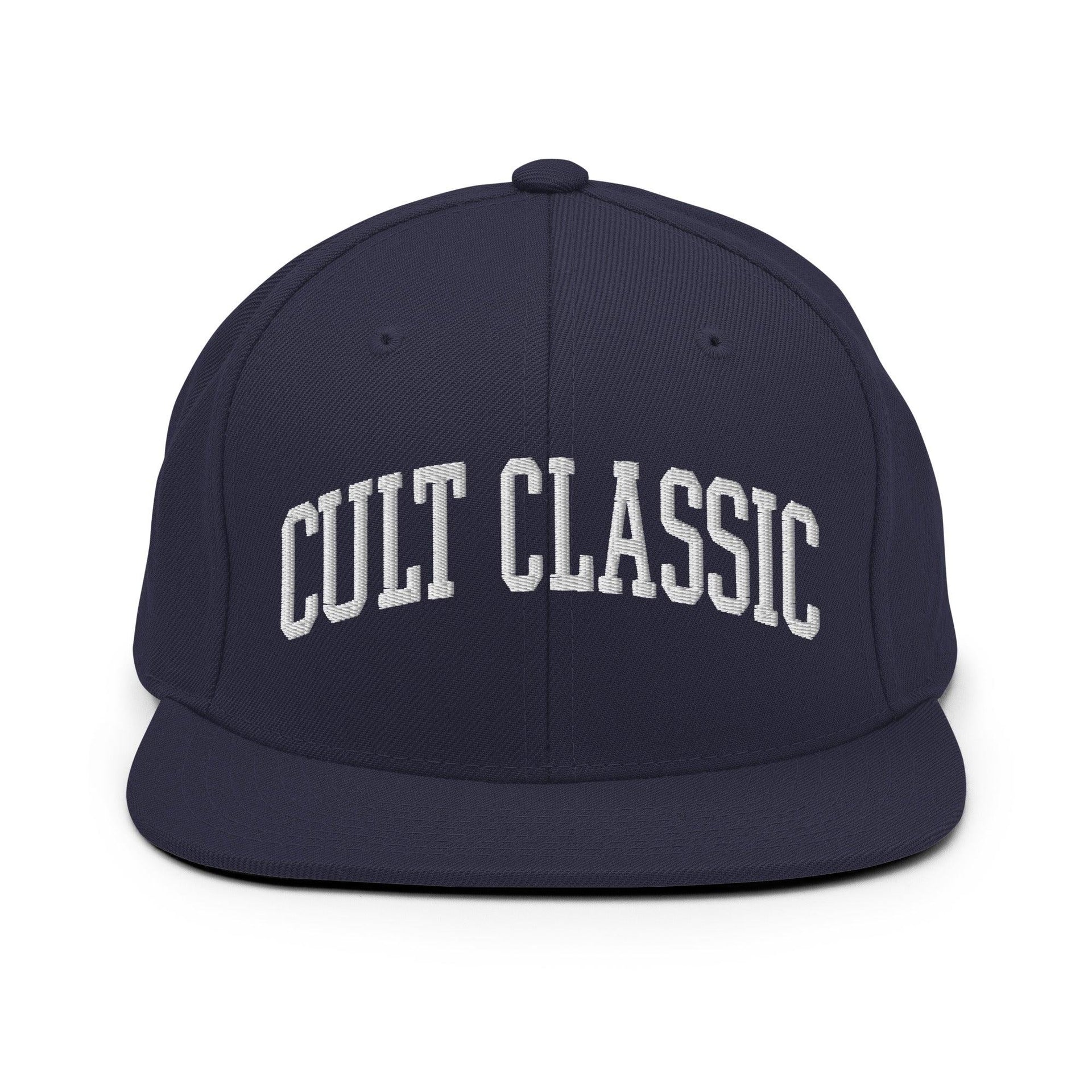 Cult Classic Embroidered Flat Bill Brim Snapback Hat Navy Capital Crowns Funny Snapback Hats