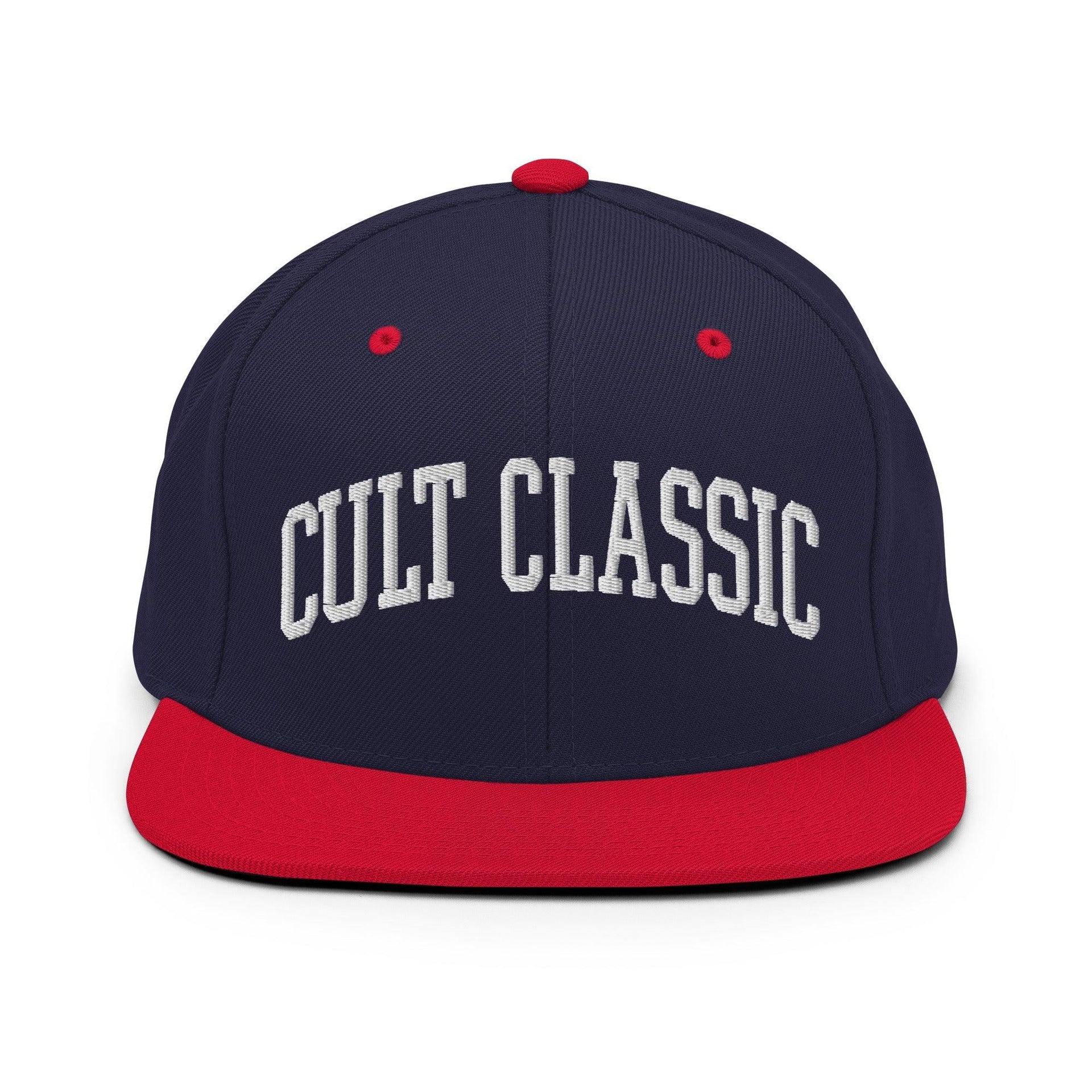 Cult Classic Embroidered Flat Bill Brim Snapback Hat Navy Red Capital Crowns Funny Snapback Hats
