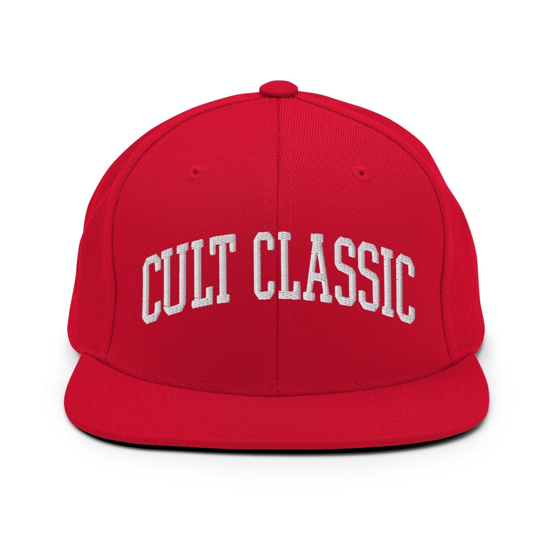 Cult Classic Embroidered Flat Bill Brim Snapback Hat Red Capital Crowns Funny Snapback Hats