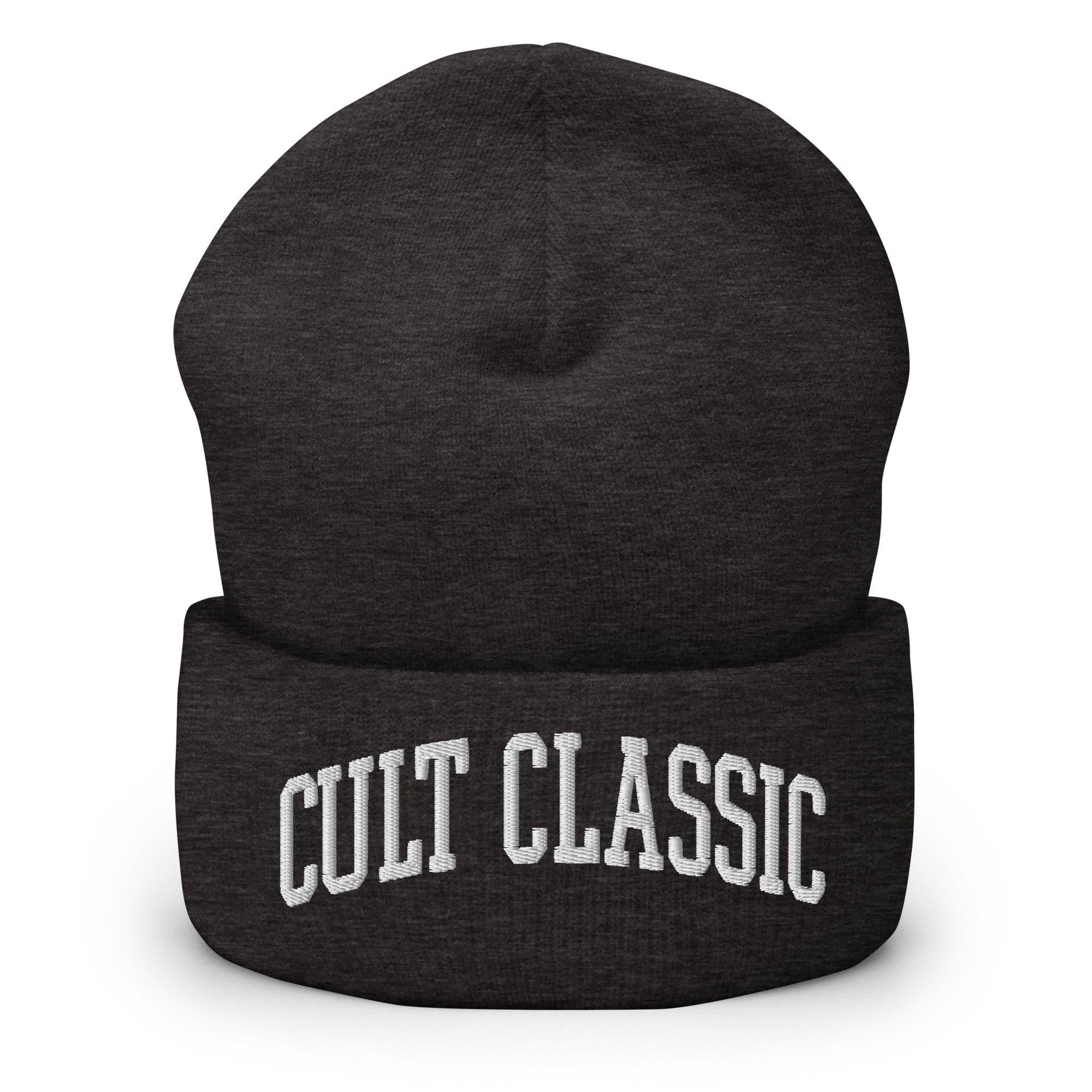 Cult Classic Embroidered Knit Cuffed Beanie Dark Grey Beanies Capital Crowns Funny