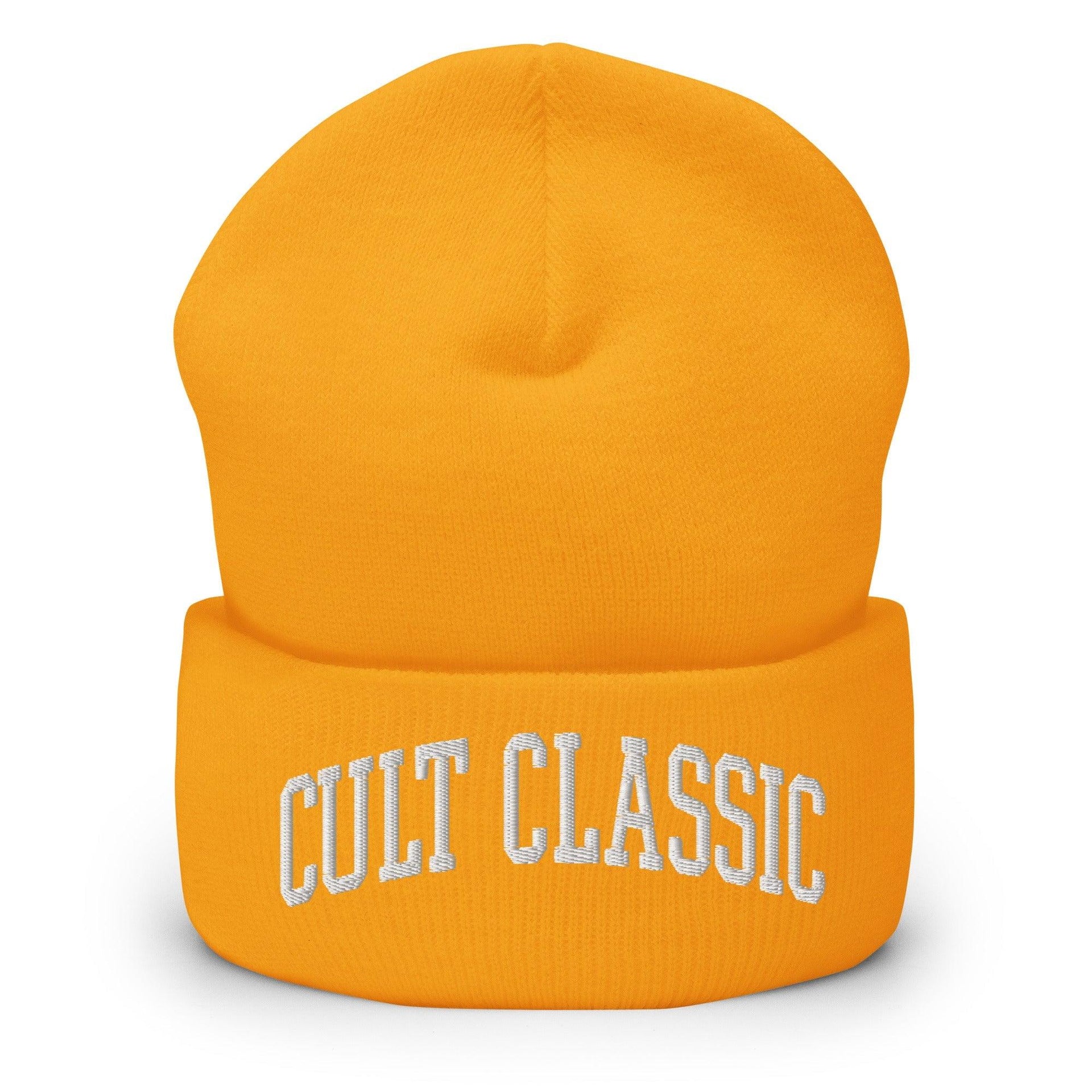 Cult Classic Embroidered Knit Cuffed Beanie Gold Beanies Capital Crowns Funny