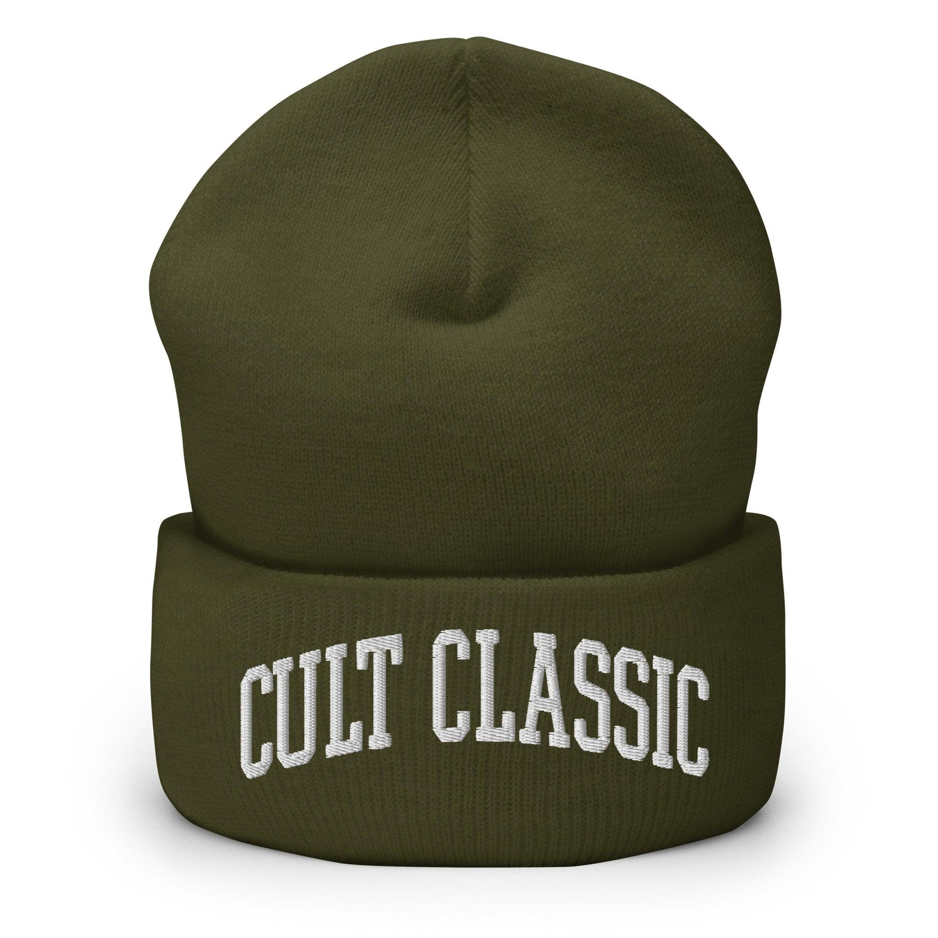 Cult Classic Embroidered Knit Cuffed Beanie Olive Beanies Capital Crowns Funny