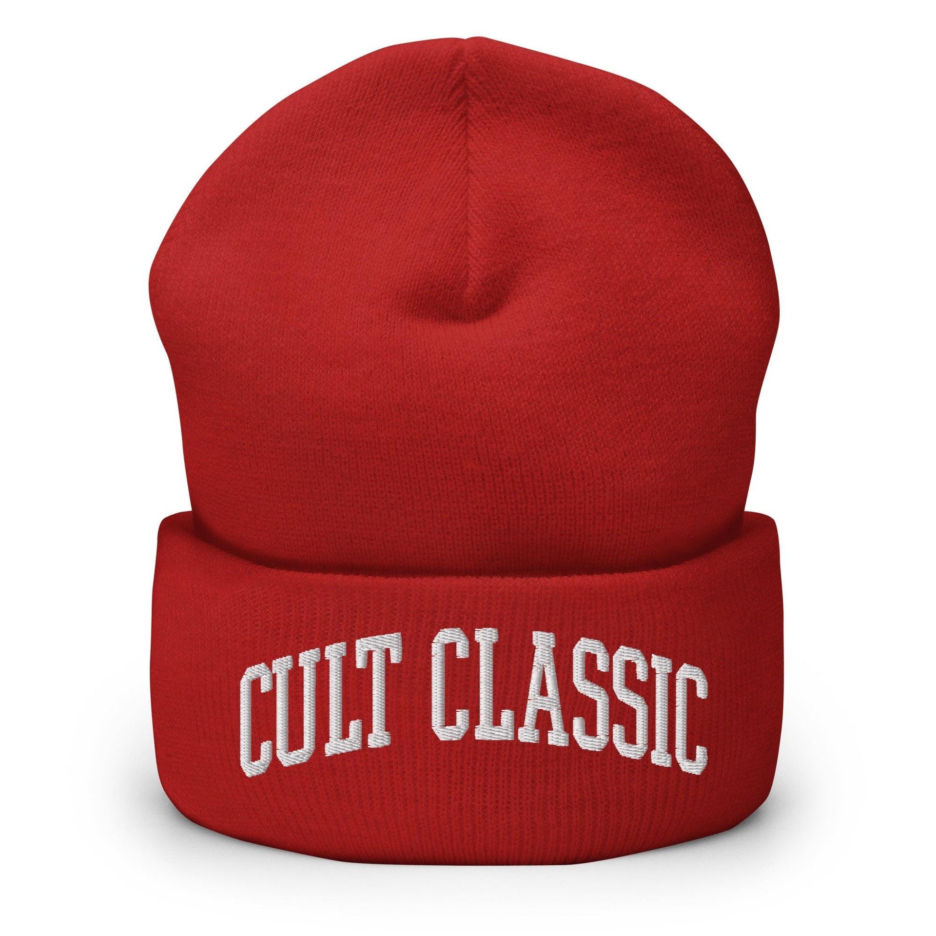 Cult Classic Embroidered Knit Cuffed Beanie Red Beanies Capital Crowns Funny