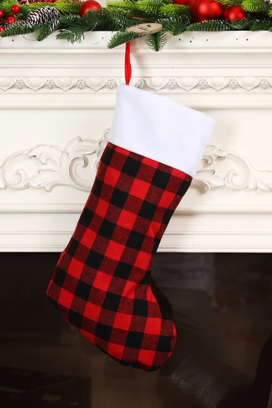 Racing Red Hanging Christmas Buffalo Plaid Stocking Ornament Racing Red ONE SIZE Color Black Color Red Day Christmas Pattern Plaid red stocking stockings