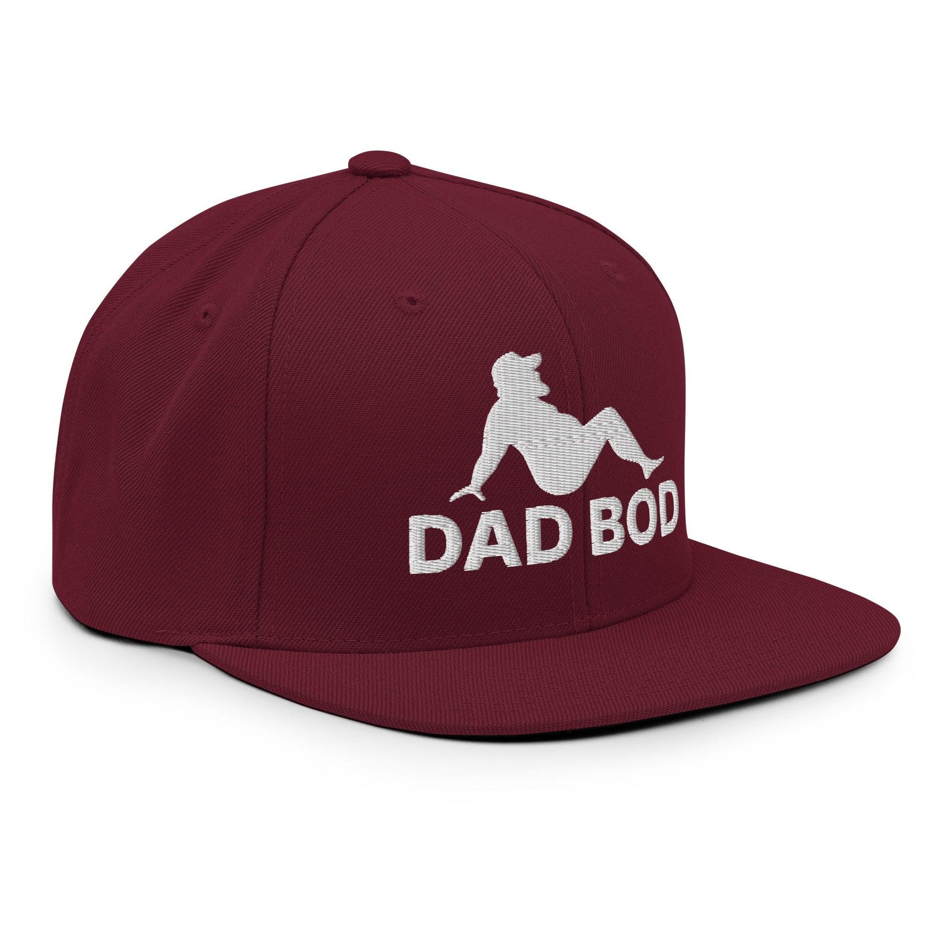Dad Bod Mud Flap Silhouette Embroidered Flat Bill Brim Snapback Hat Capital Crowns Dad Hats Funny Snapback Hats