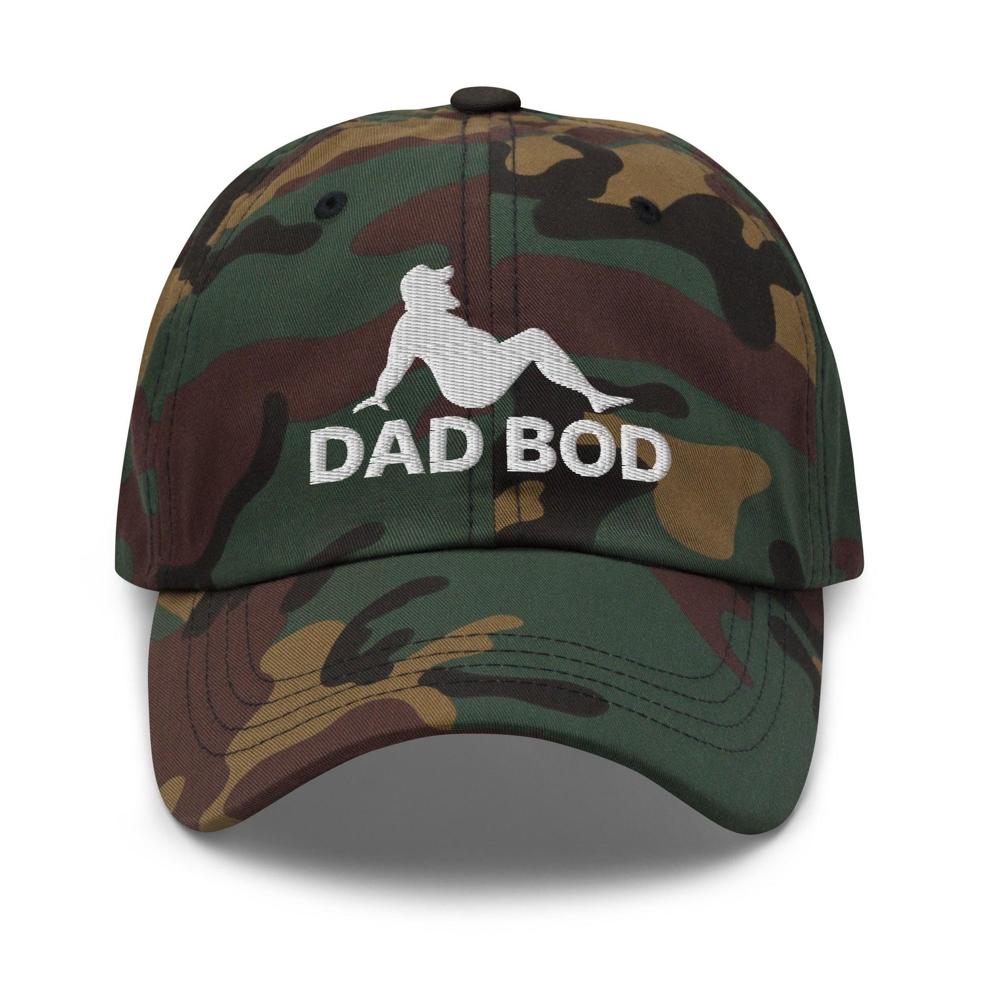 Dad Bod Mud Flap Silhouette Embroidered Dad Hat Green Camo Capital Crowns Dad Hats Funny