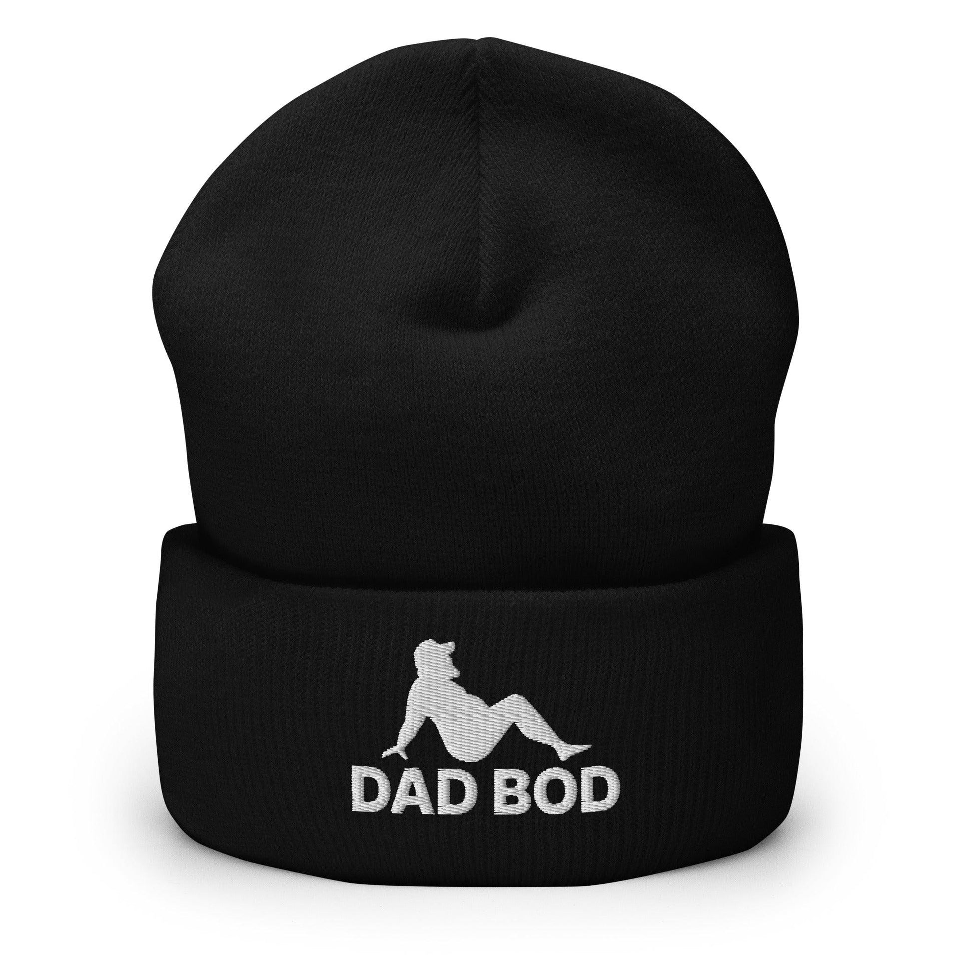 Dad Bod Mud Flap Silhouette Embroidered Knit Cuffed Beanie Black Beanies Capital Crowns Dad Hats Funny