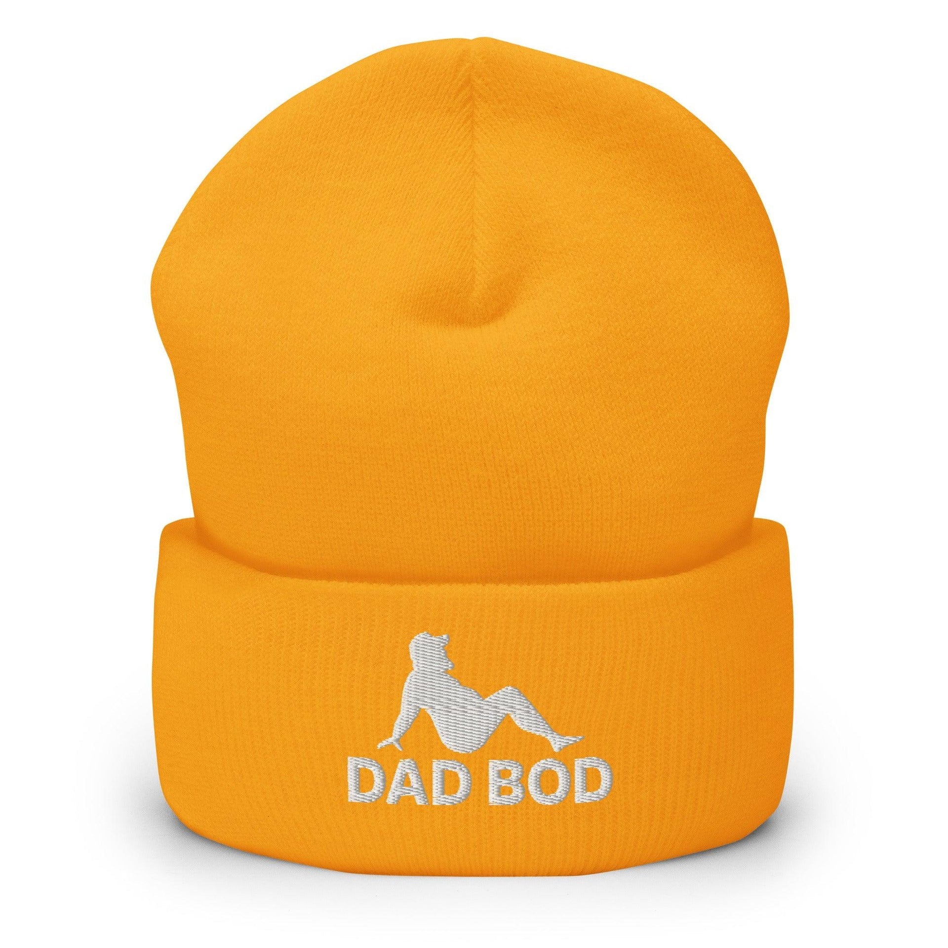 Dad Bod Mud Flap Silhouette Embroidered Knit Cuffed Beanie Gold Beanies Capital Crowns Dad Hats Funny