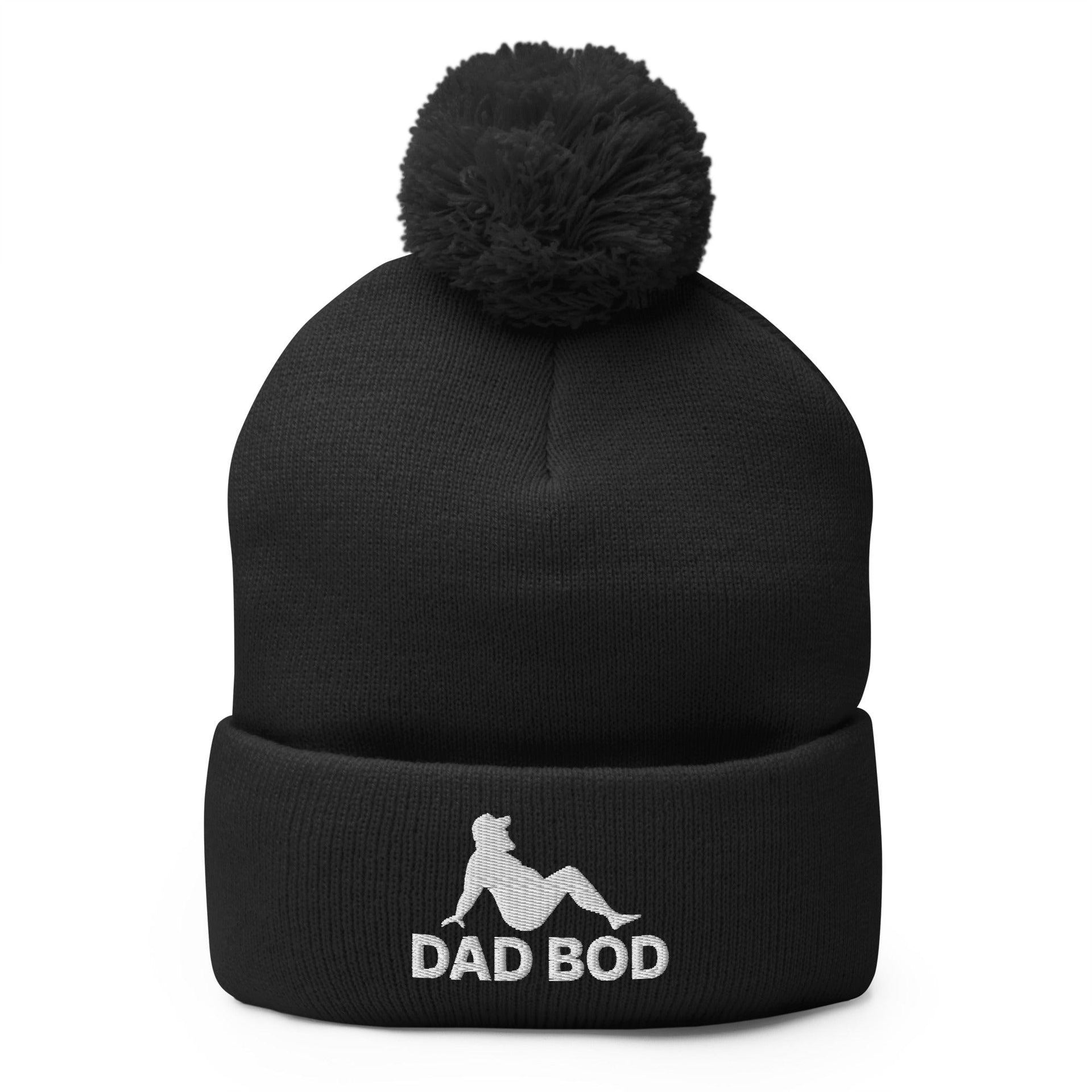 Dad Bod Mud Flap Silhouette Embroidered Knit Pom Pom Beanie Black Beanies Capital Crowns Dad Hats Funny