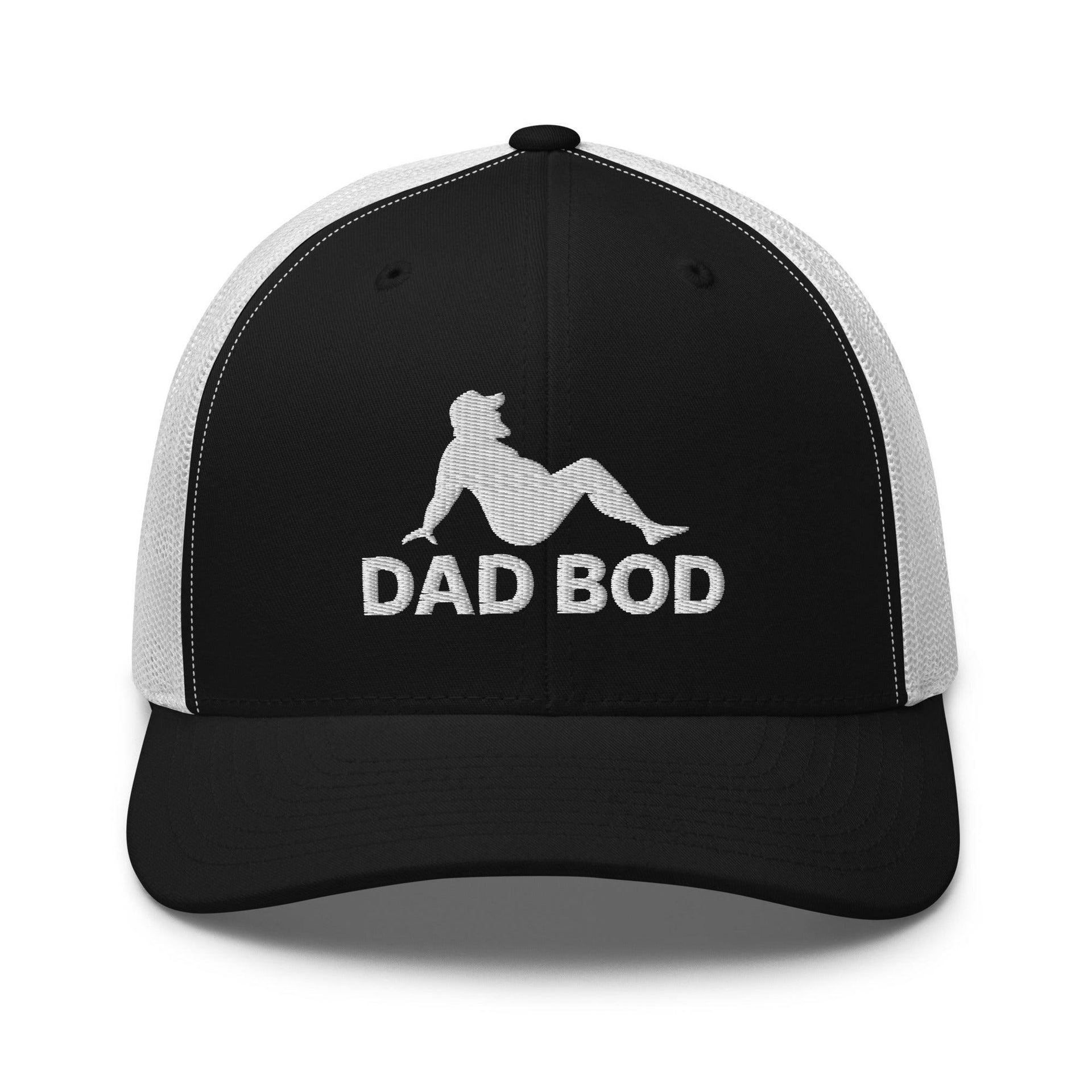 Dad Bod Mud Flap Silhouette Embroidered Mesh Trucker Hat Black White Capital Crowns Dad Hats Funny Trucker Hats