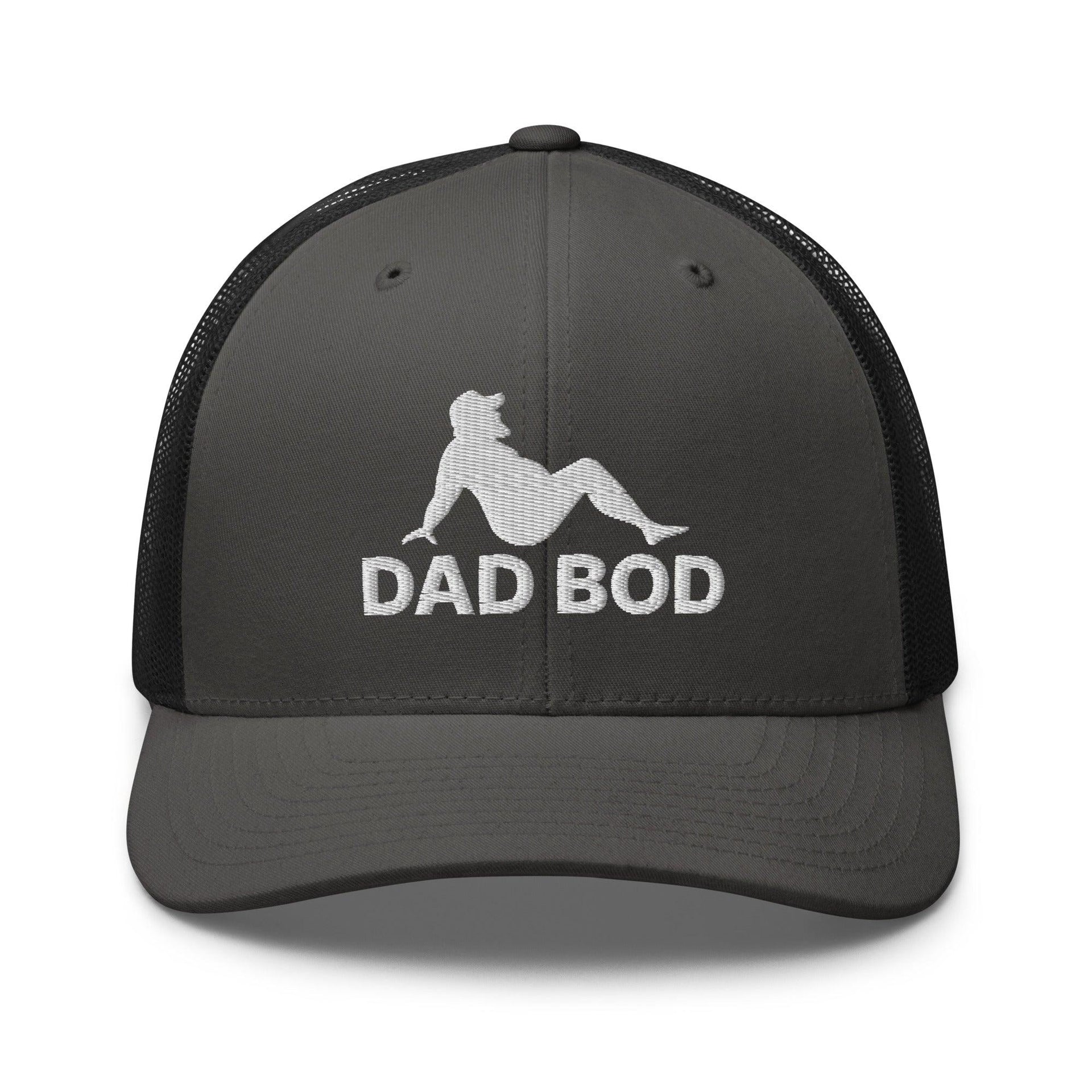 Dad Bod Mud Flap Silhouette Embroidered Mesh Trucker Hat Charcoal Black Capital Crowns Dad Hats Funny Trucker Hats