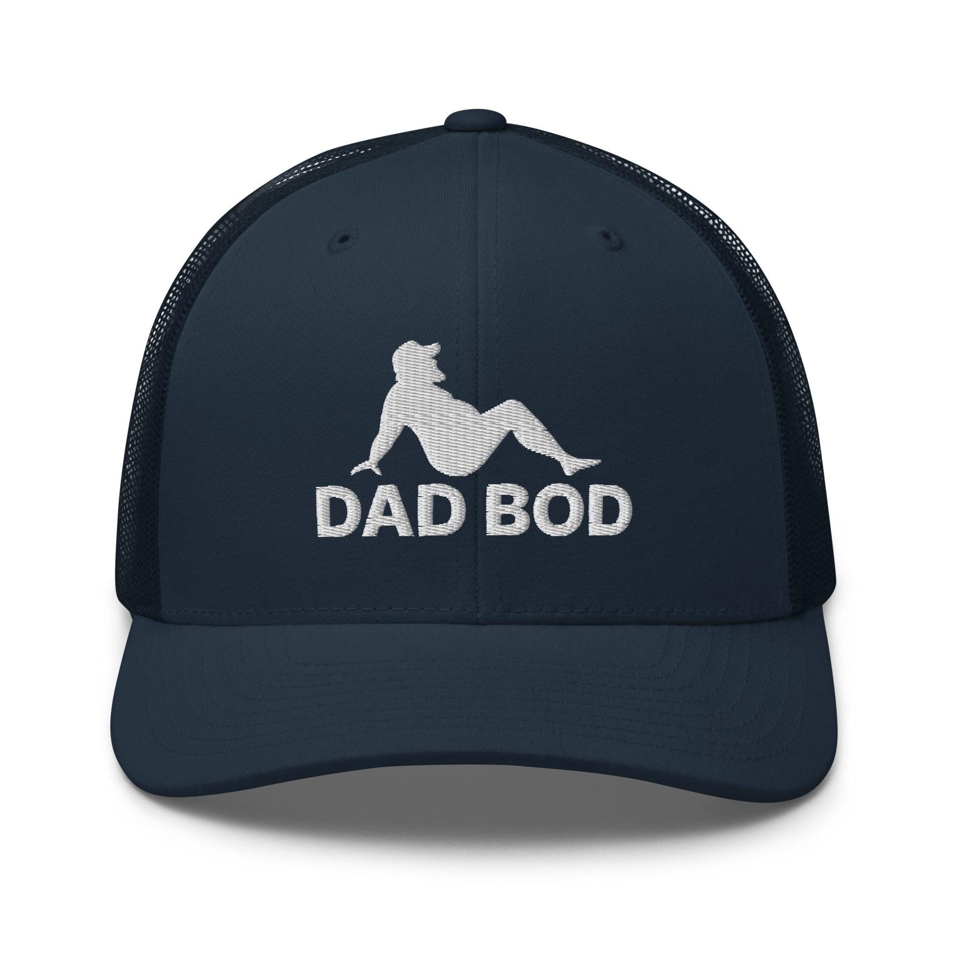 Dad Bod Mud Flap Silhouette Embroidered Mesh Trucker Hat Navy Capital Crowns Dad Hats Funny Trucker Hats