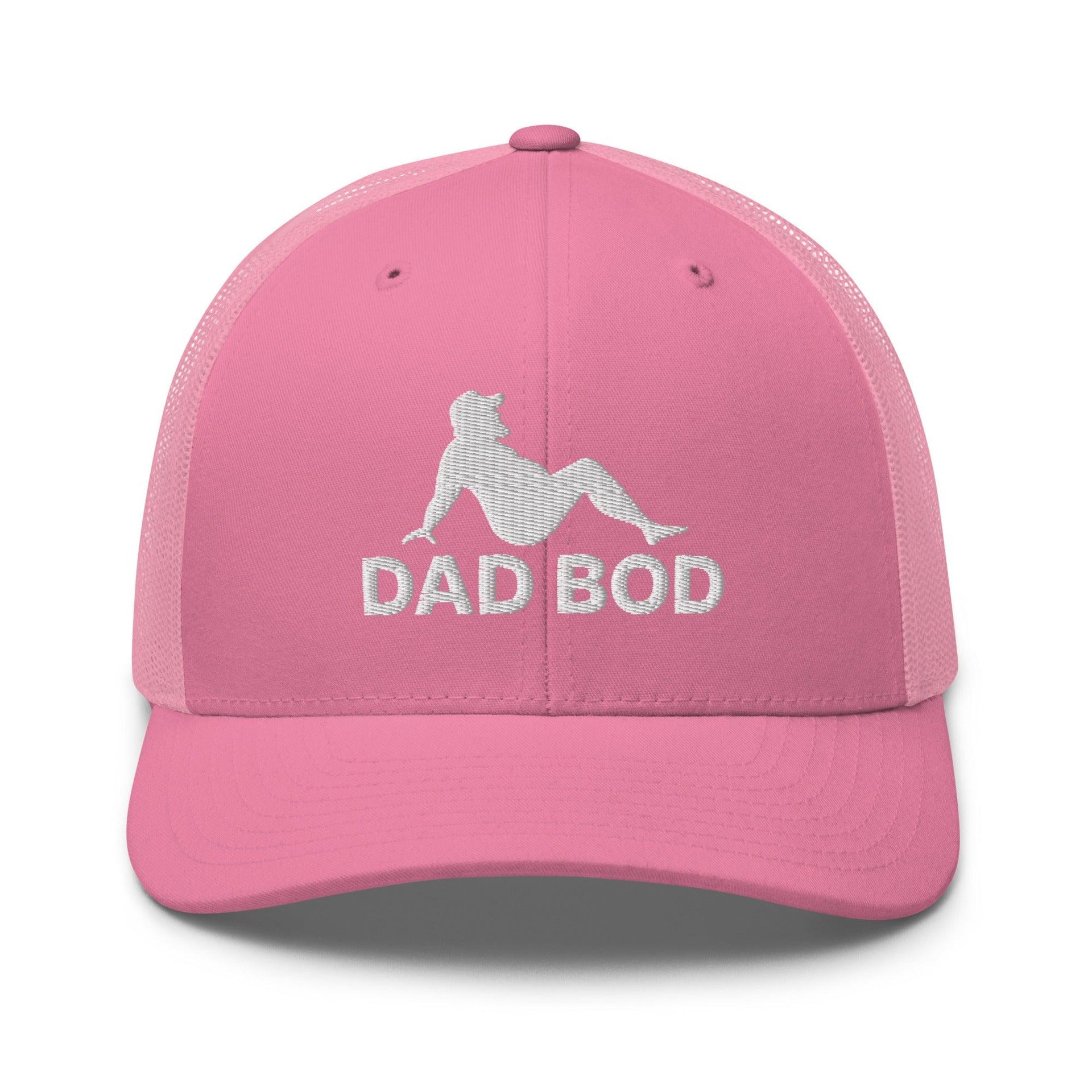 Dad Bod Mud Flap Silhouette Embroidered Mesh Trucker Hat Pink Capital Crowns Dad Hats Funny Trucker Hats
