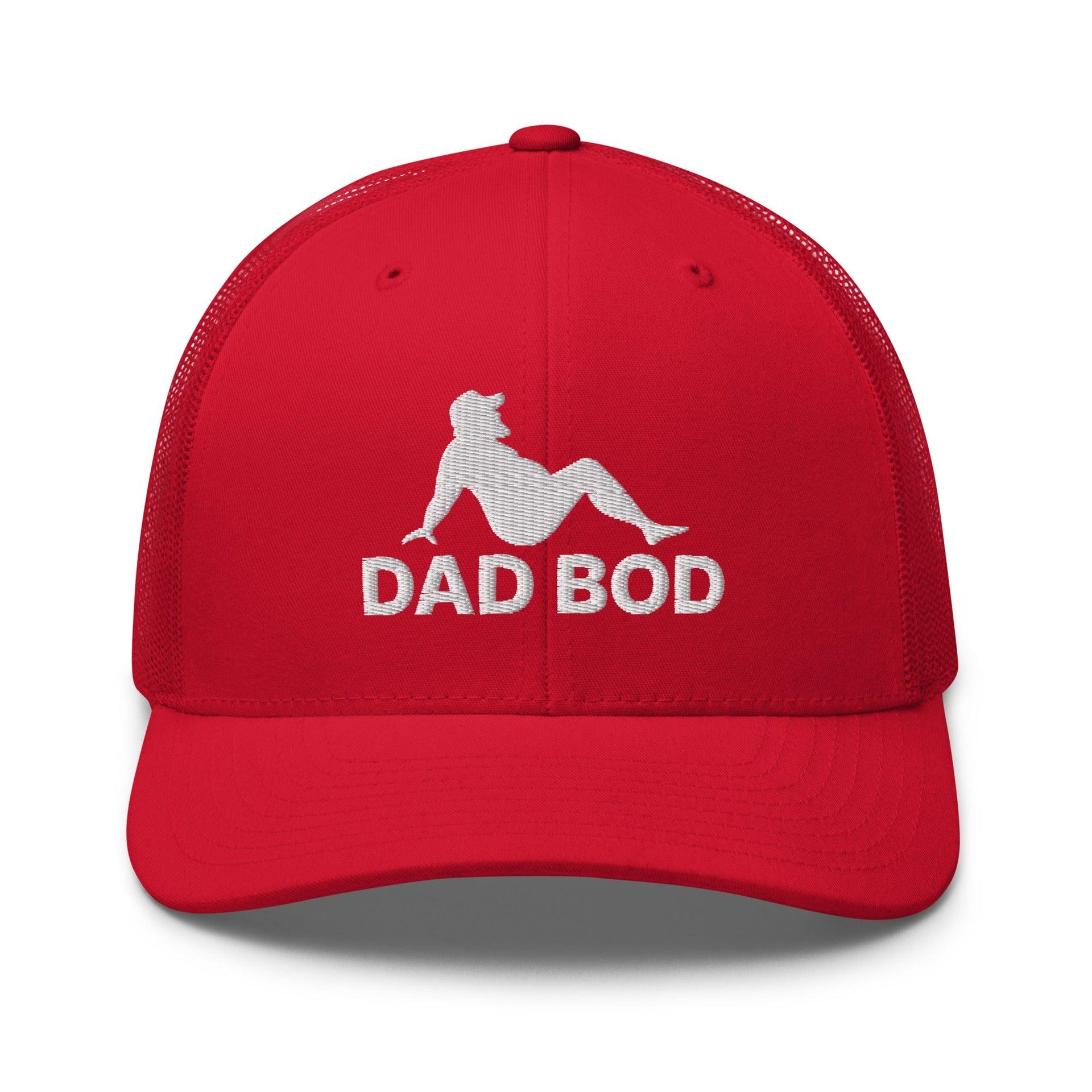 Dad Bod Mud Flap Silhouette Embroidered Mesh Trucker Hat Red Capital Crowns Dad Hats Funny Trucker Hats