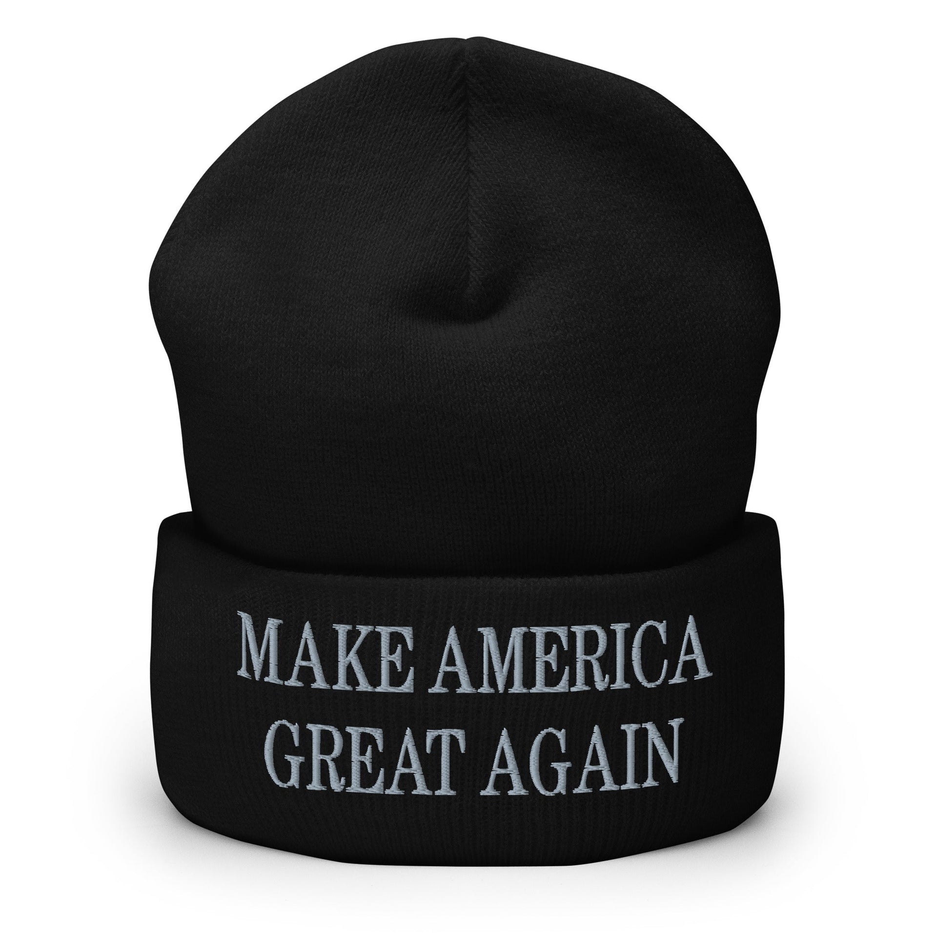 Dark MAGA Make America Great Again Embroidered Knit Cuffed Beanie Default Title Beanies Capital Crowns Conservative LADs Make Again