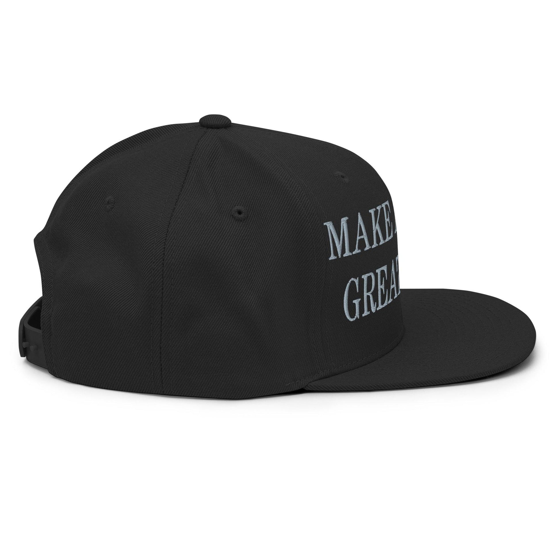 Dark MAGA Make America Great Again Flat Bill Brim Snapback Hat Capital Crowns Conservative LADs Make Again Snapback Hats