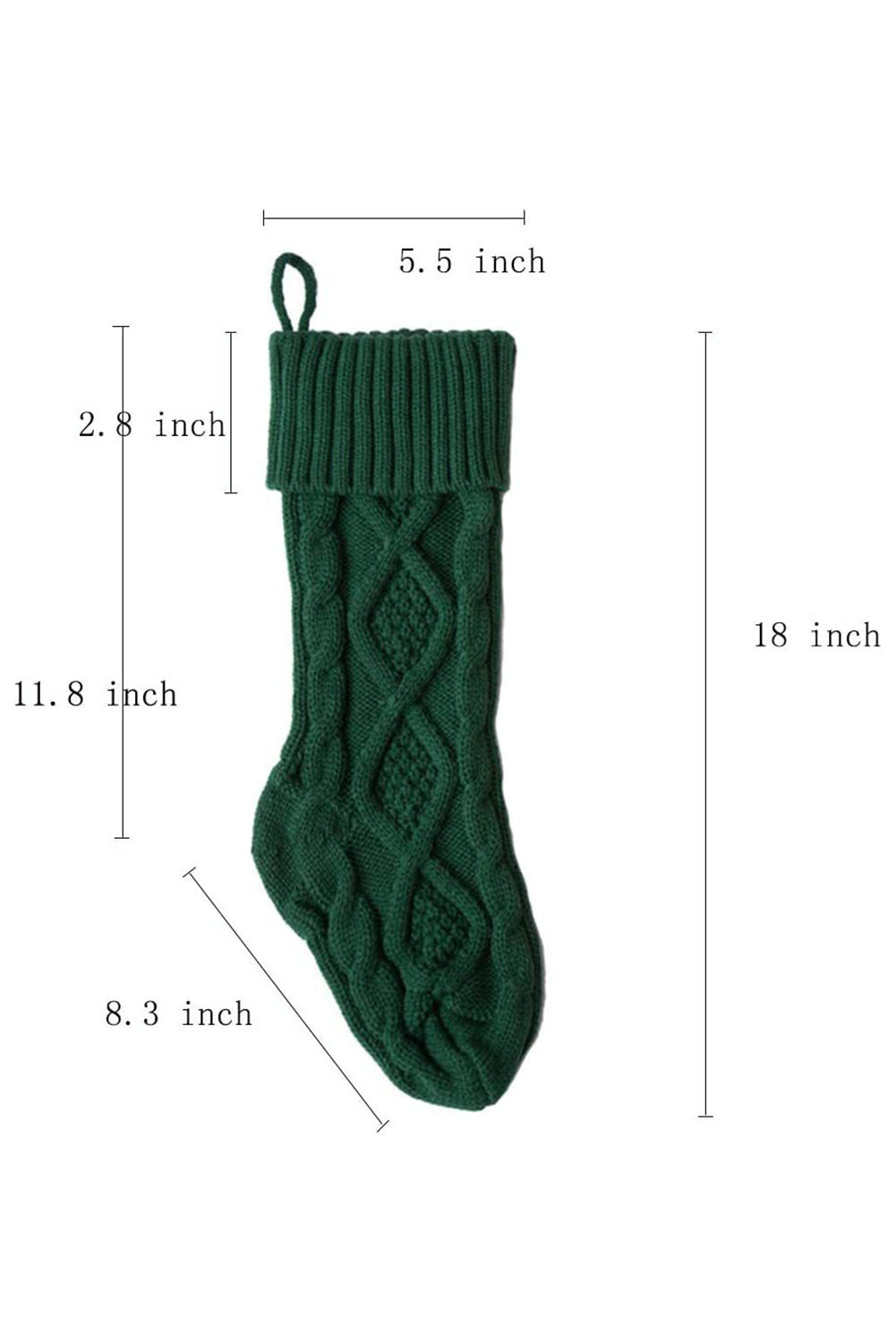 Blackish Green Textured Knit Christmas Stocking Ornament Color Black Color Green Day Christmas Fabric RibKnit Fabric Textured Occasion Home Pattern Plain red stocking stockings Style Boho