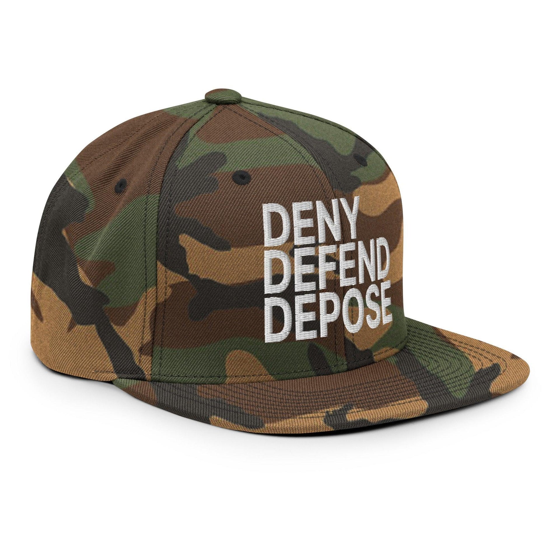 Deny Defend Depose Embroidered Flat Bill Brim Snapback Hat Capital Crowns Funny LADs Snapback Hats