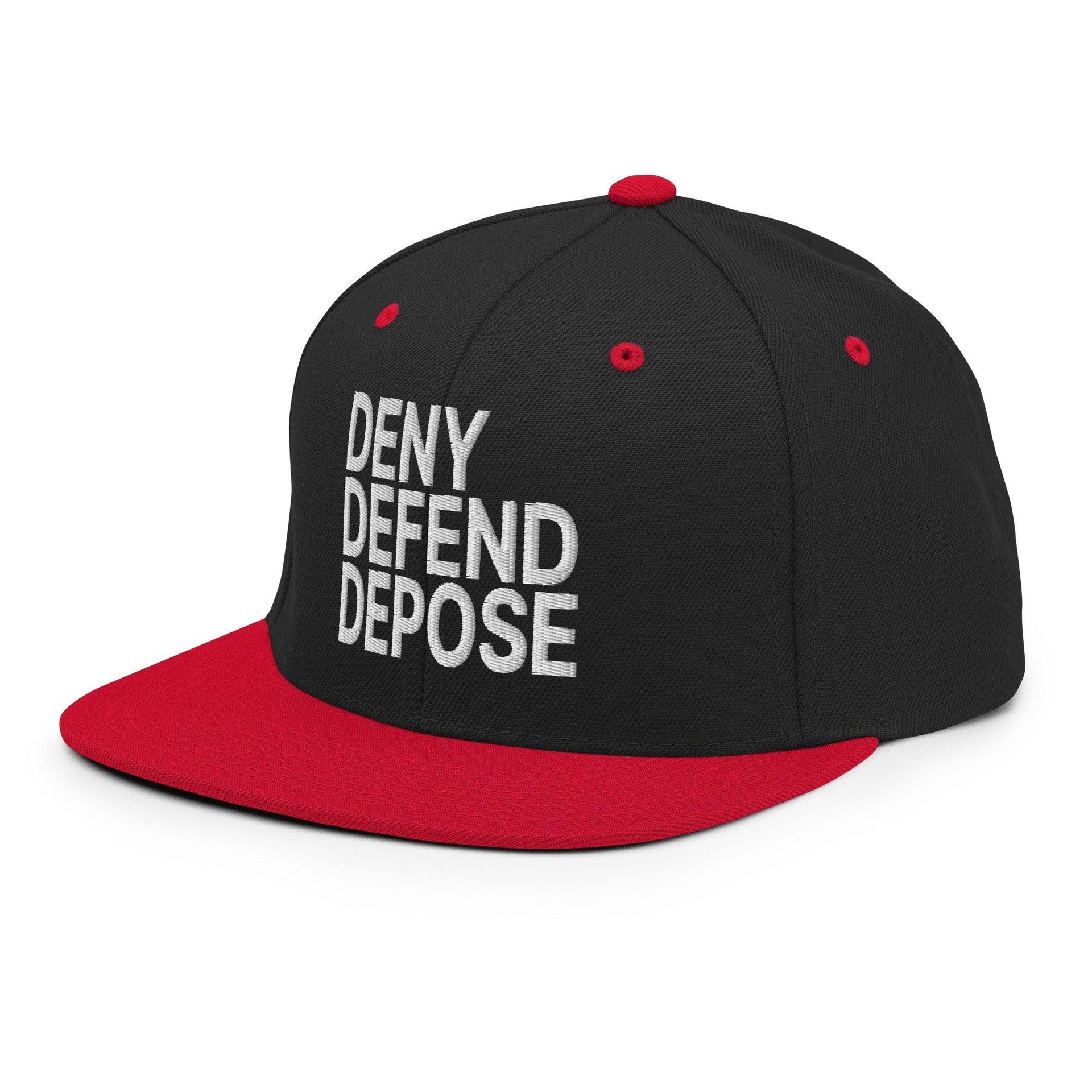 Deny Defend Depose Embroidered Flat Bill Brim Snapback Hat Capital Crowns Funny LADs Snapback Hats