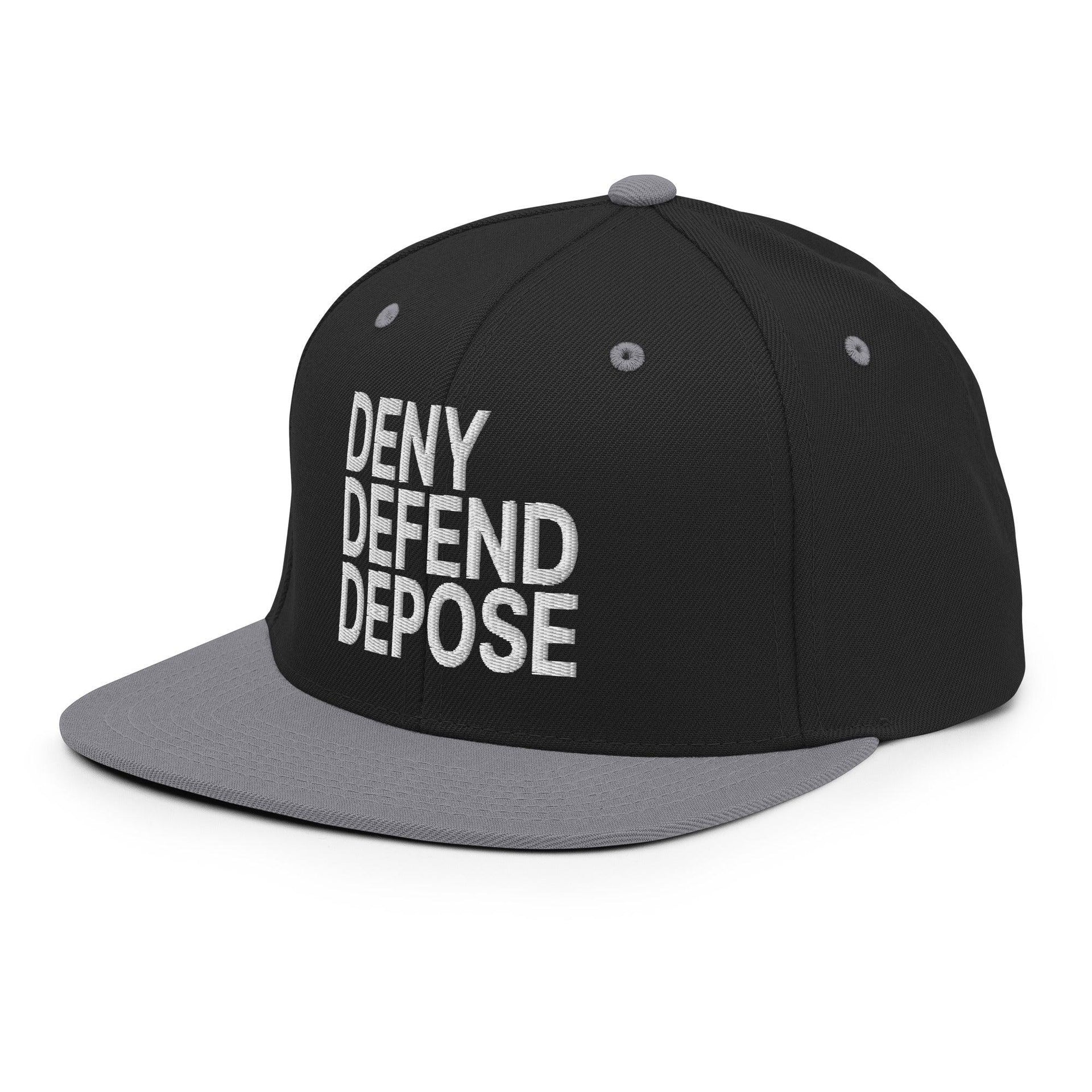 Deny Defend Depose Embroidered Flat Bill Brim Snapback Hat Capital Crowns Funny LADs Snapback Hats