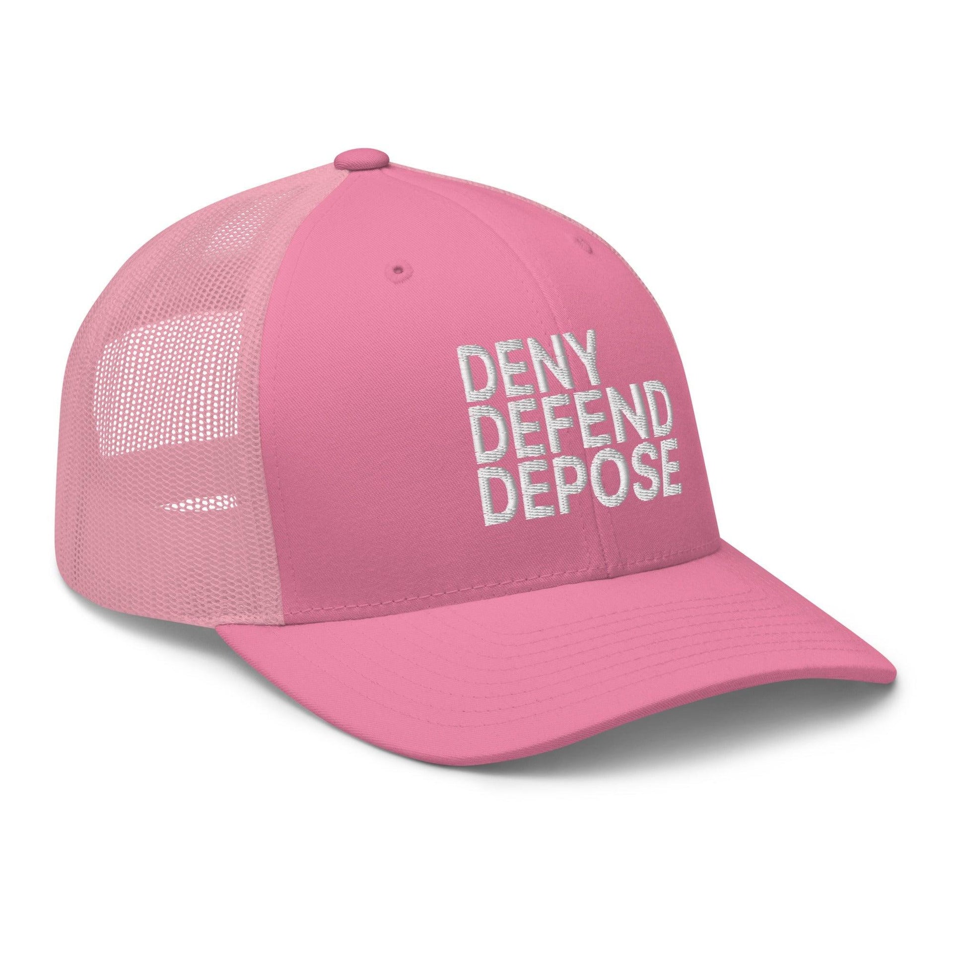 Deny Defend Depose Embroidered Mesh Trucker Hat Capital Crowns Funny LADs Trucker Hats