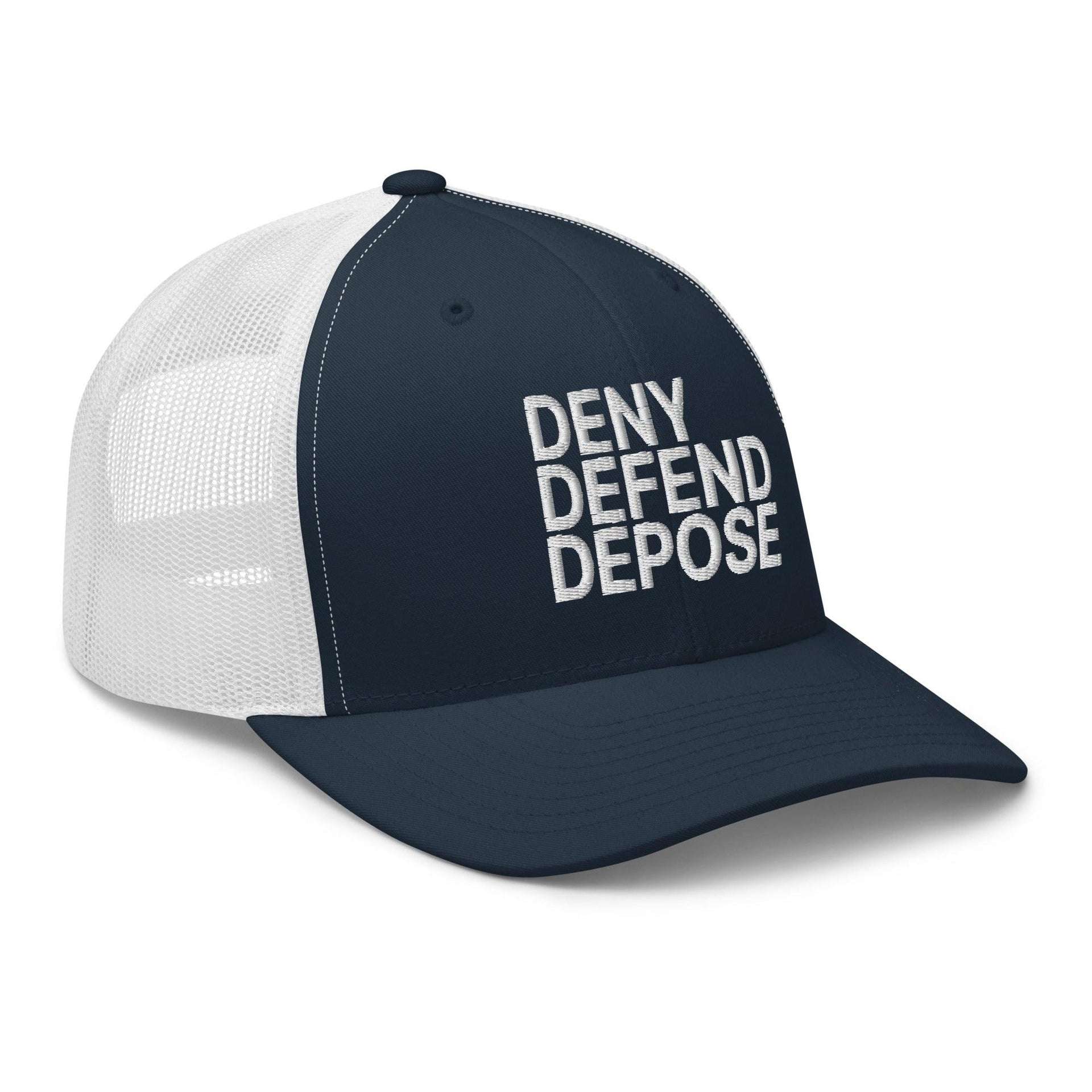 Deny Defend Depose Embroidered Mesh Trucker Hat Capital Crowns Funny LADs Trucker Hats