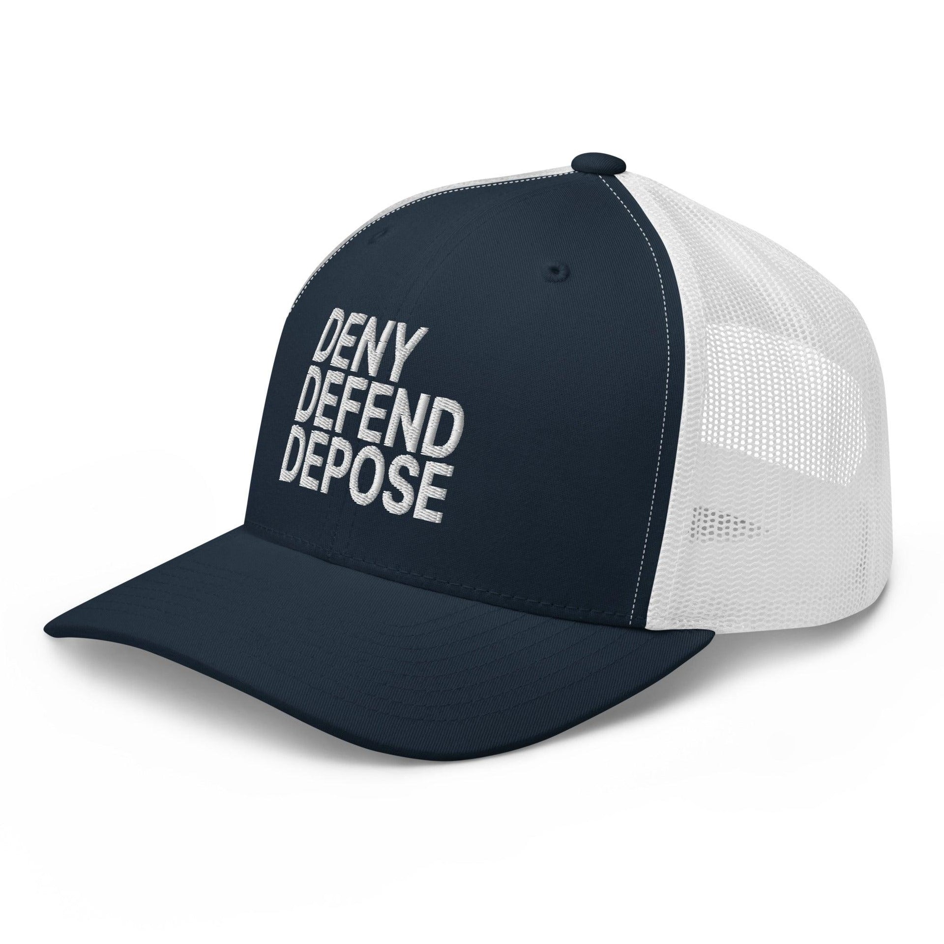 Deny Defend Depose Embroidered Mesh Trucker Hat Capital Crowns Funny LADs Trucker Hats