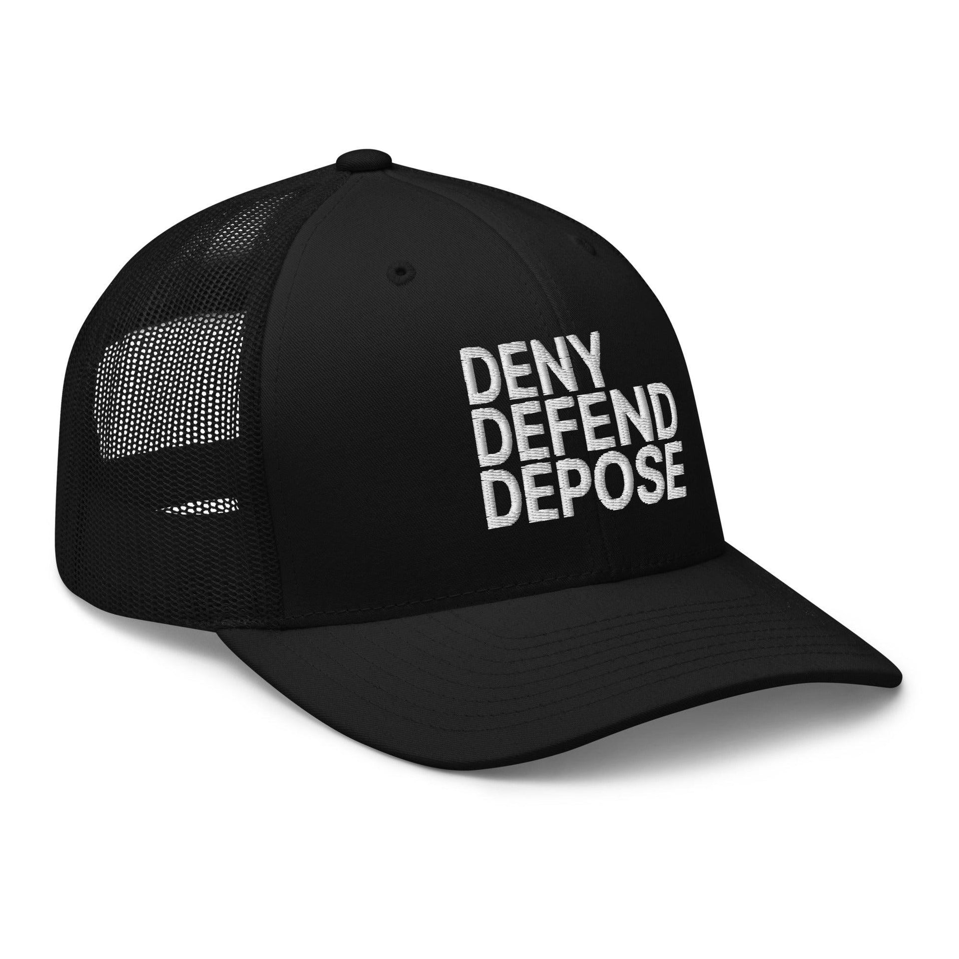 Deny Defend Depose Embroidered Mesh Trucker Hat Capital Crowns Funny LADs Trucker Hats