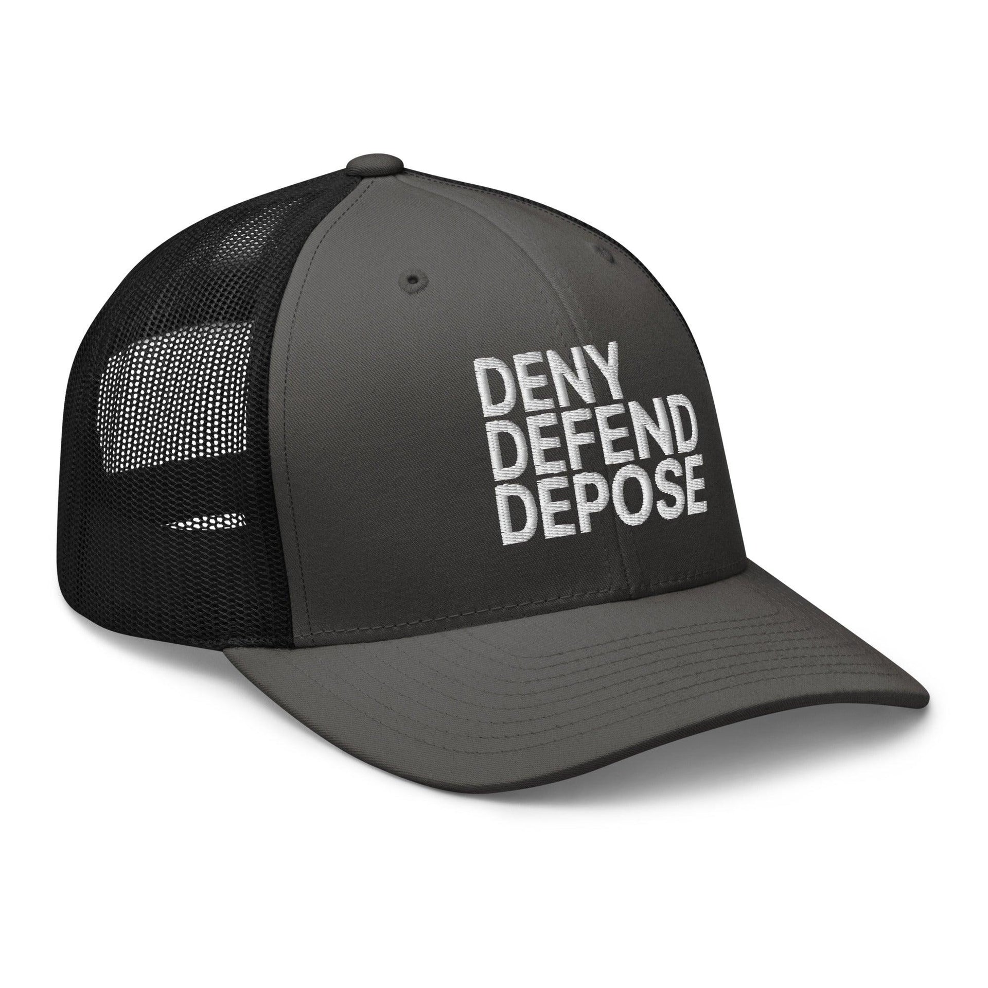 Deny Defend Depose Embroidered Mesh Trucker Hat Capital Crowns Funny LADs Trucker Hats
