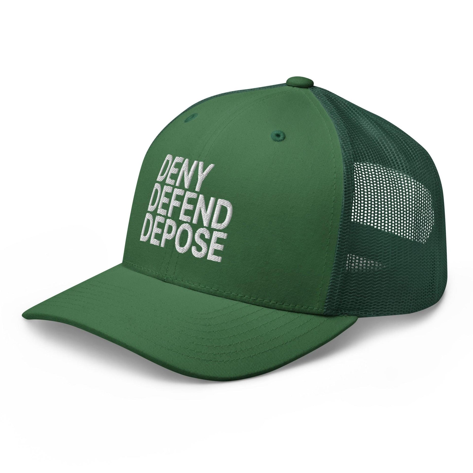 Deny Defend Depose Embroidered Mesh Trucker Hat Capital Crowns Funny LADs Trucker Hats