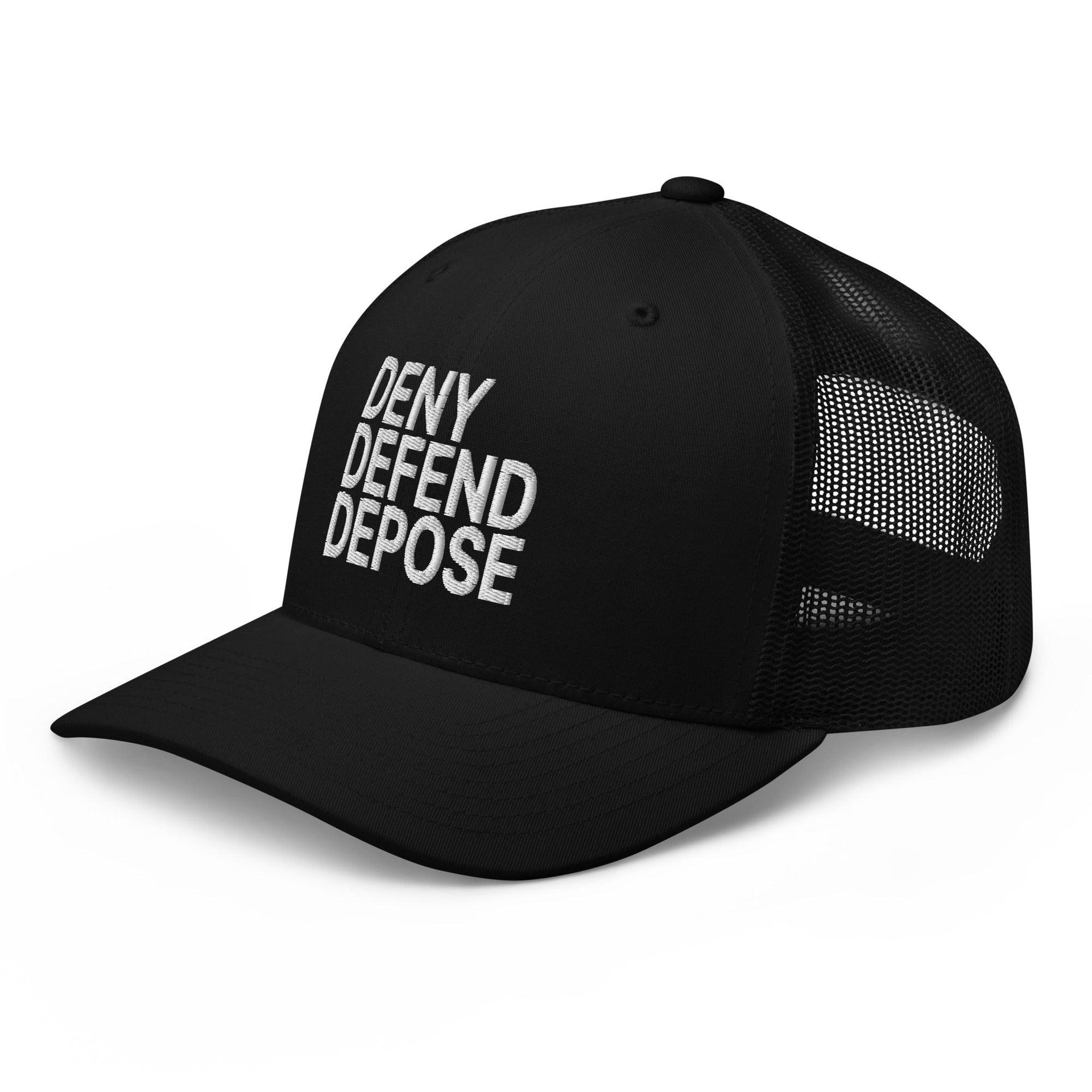 Deny Defend Depose Embroidered Mesh Trucker Hat Capital Crowns Funny LADs Trucker Hats