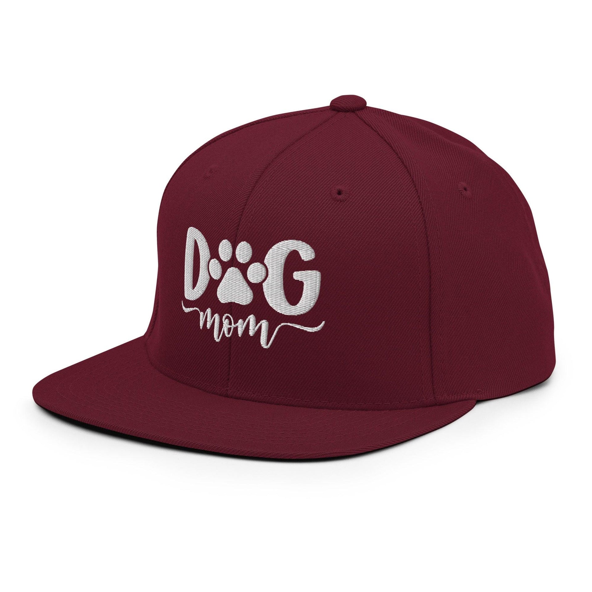 Dog Mom Embroidered Flat Bill Brim Snapback Hat Capital Crowns Funny Snapback Hats