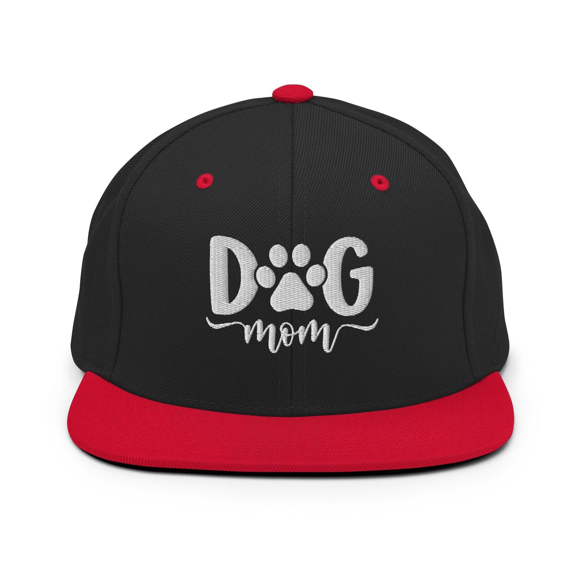 Dog Mom Embroidered Flat Bill Brim Snapback Hat Black Red Capital Crowns Funny Snapback Hats