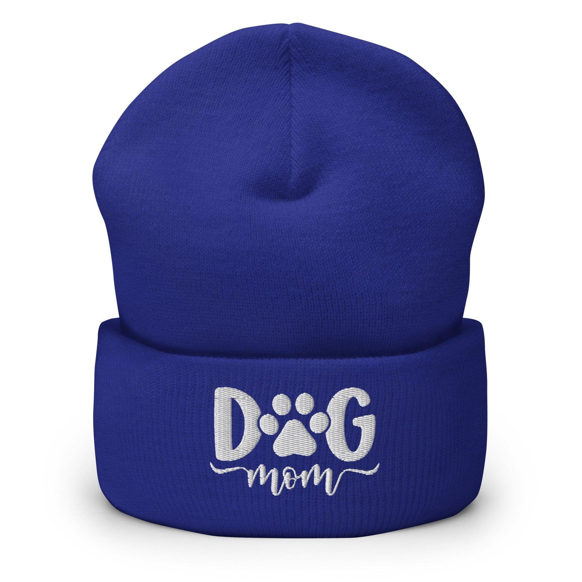 Dog Mom Embroidered Knit Cuffed Beanie Royal Beanies Capital Crowns Funny