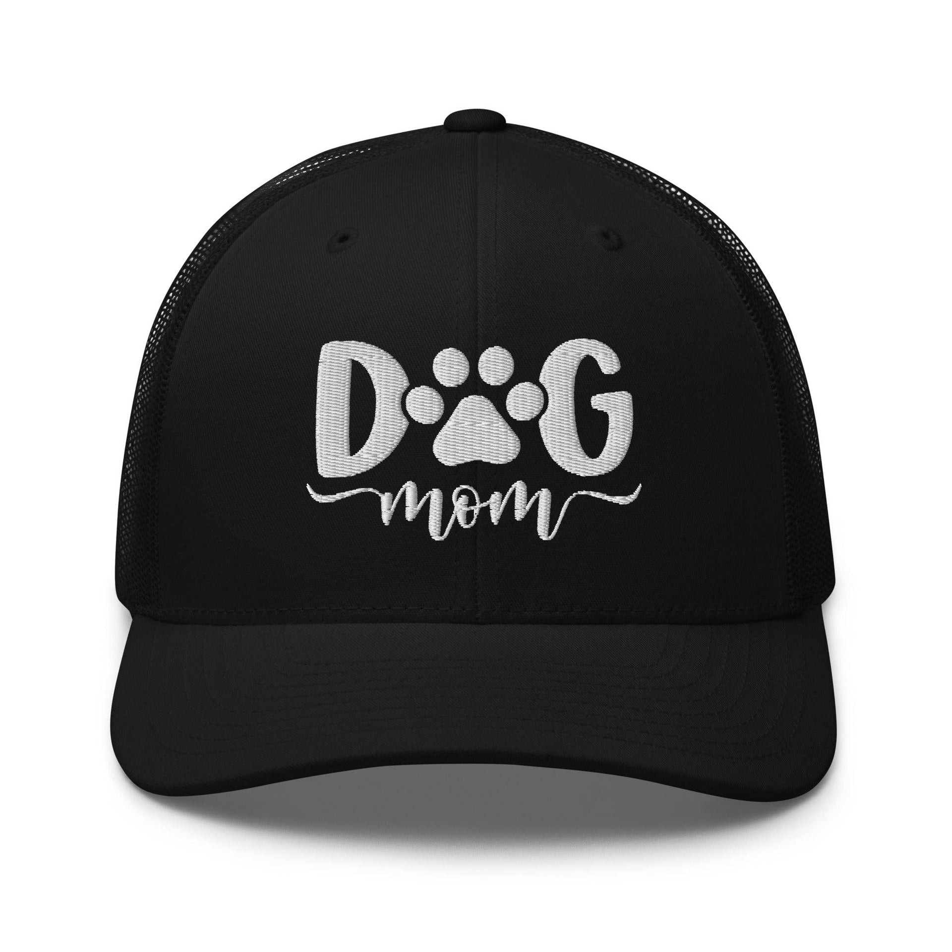Dog Mom Embroidered Mesh Trucker Hat Black Capital Crowns Funny Trucker Hats