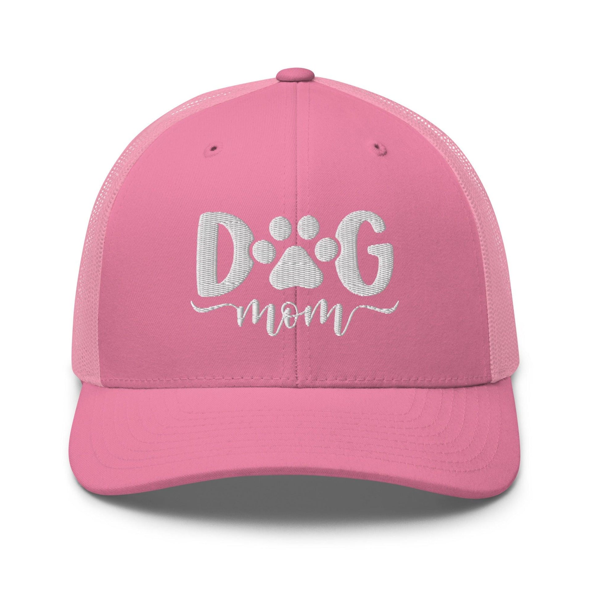 Dog Mom Embroidered Mesh Trucker Hat Pink Capital Crowns Funny Trucker Hats