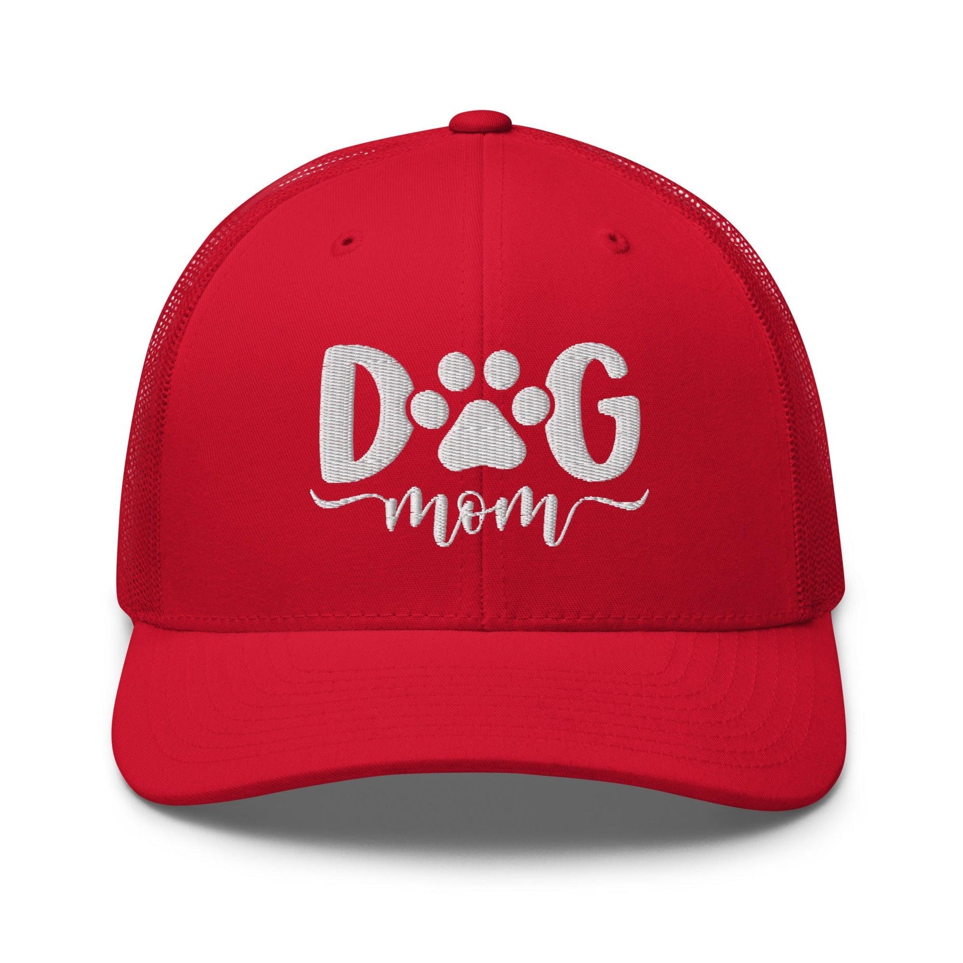 Dog Mom Embroidered Mesh Trucker Hat Red Capital Crowns Funny Trucker Hats