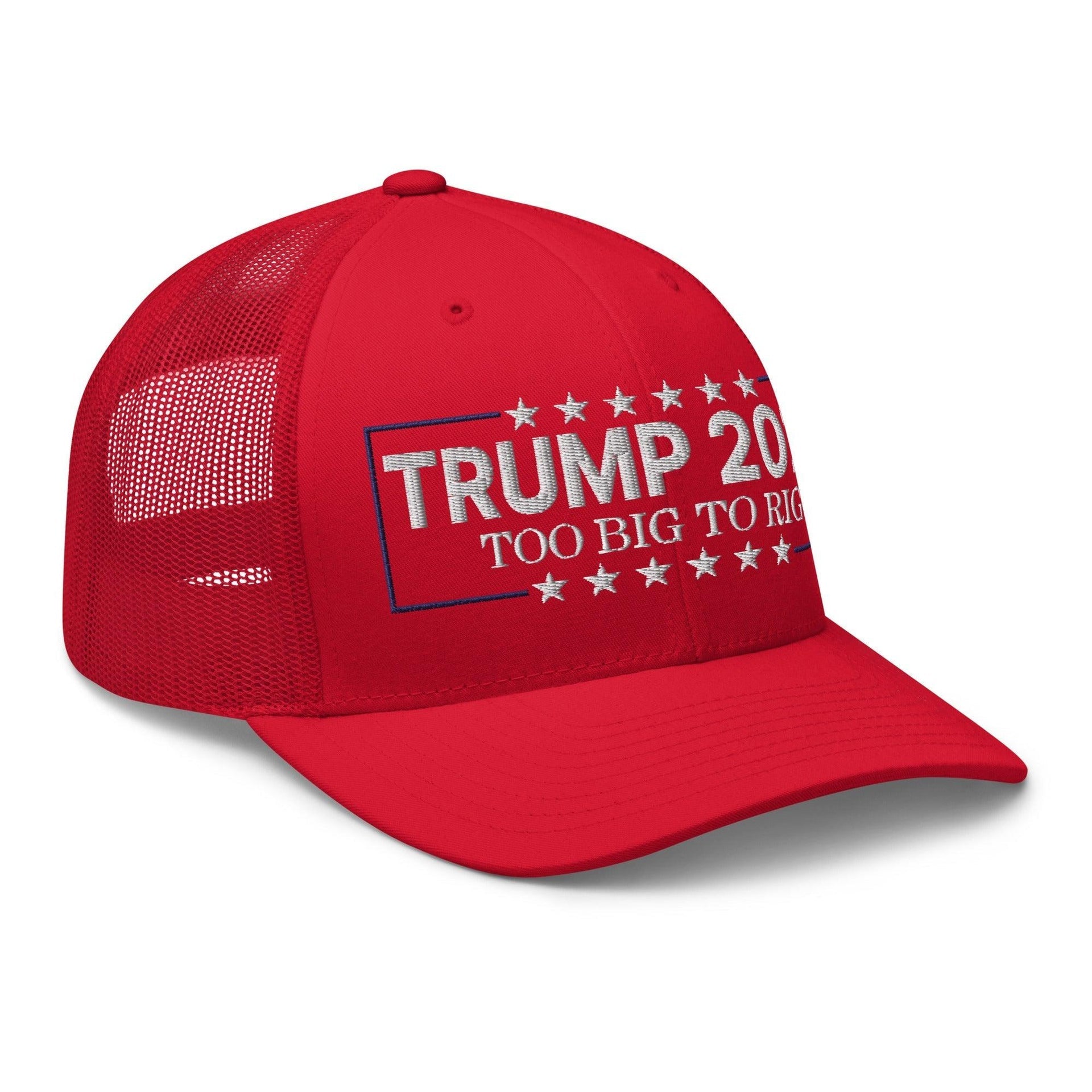 Donald Trump 2024 Too Big to Rig Retro Trucker Hat Capital Crowns Conservative LADs Trucker Hats