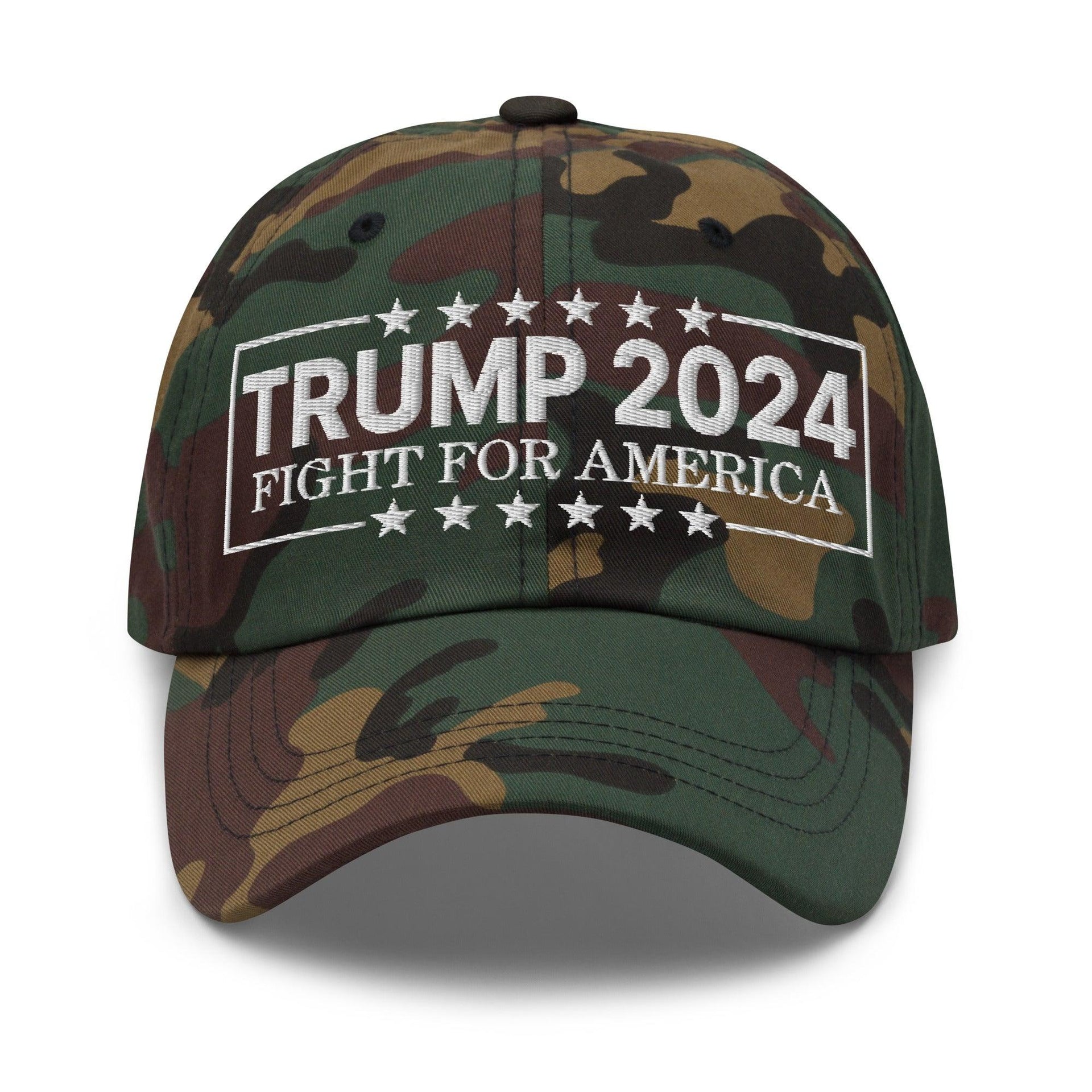 Donald Trump 2024 Fight For America Dad Hat Green Camo Capital Crowns Conservative Dad Hats LADs
