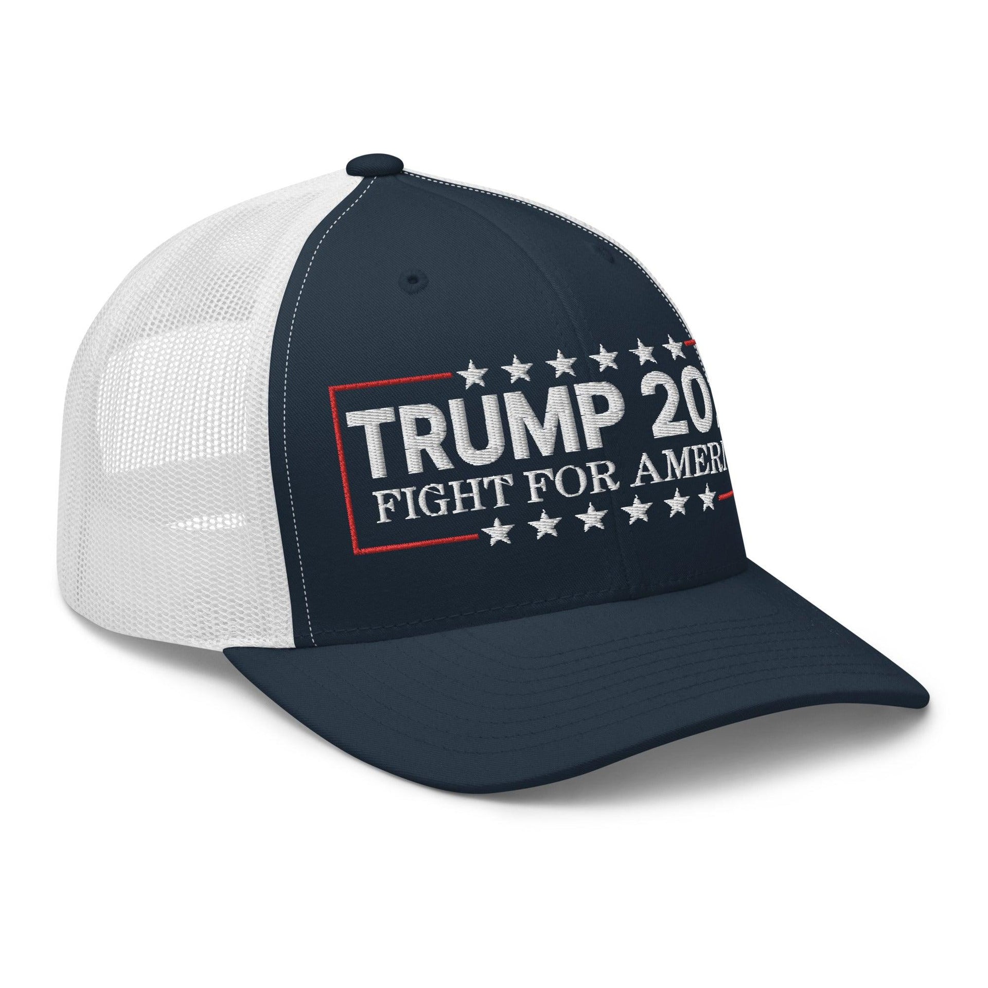 Donald Trump 2024 Fight For America Retro Trucker Hat Capital Crowns Conservative LADs Trucker Hats