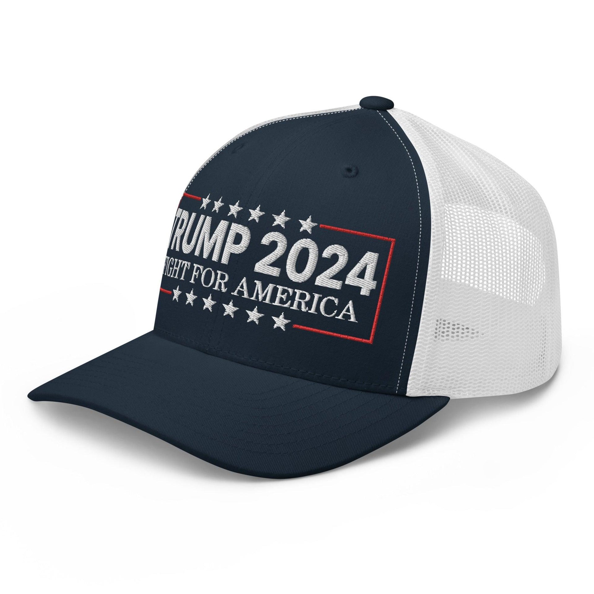 Donald Trump 2024 Fight For America Retro Trucker Hat Capital Crowns Conservative LADs Trucker Hats