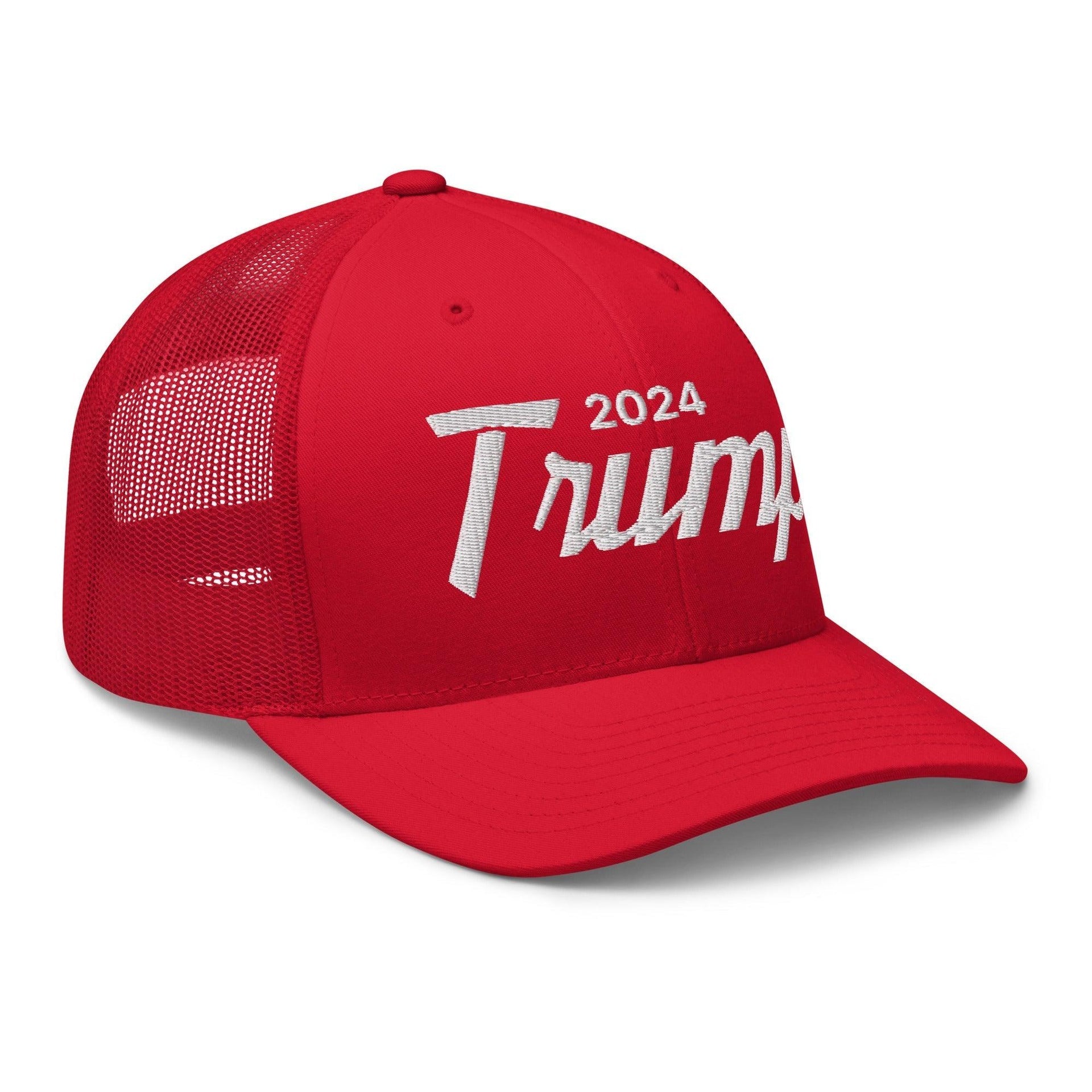 Donald Trump 2024 Vintage Sports Script Retro Trucker Hat Capital Crowns Conservative LADs Trucker Hats