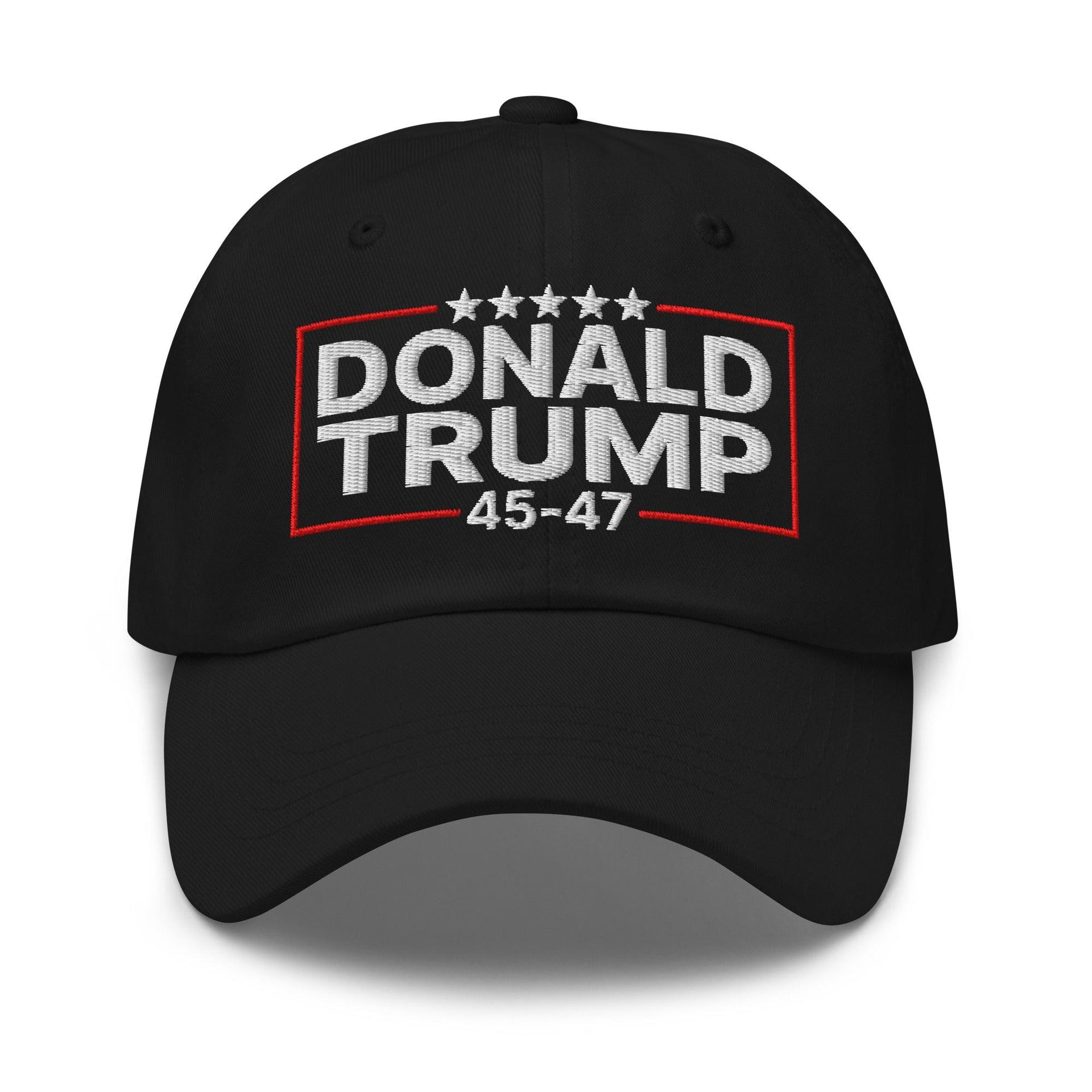 Donald Trump 45-47 Embroidered Dad Hat Black Capital Crowns Conservative Dad Hats LADs
