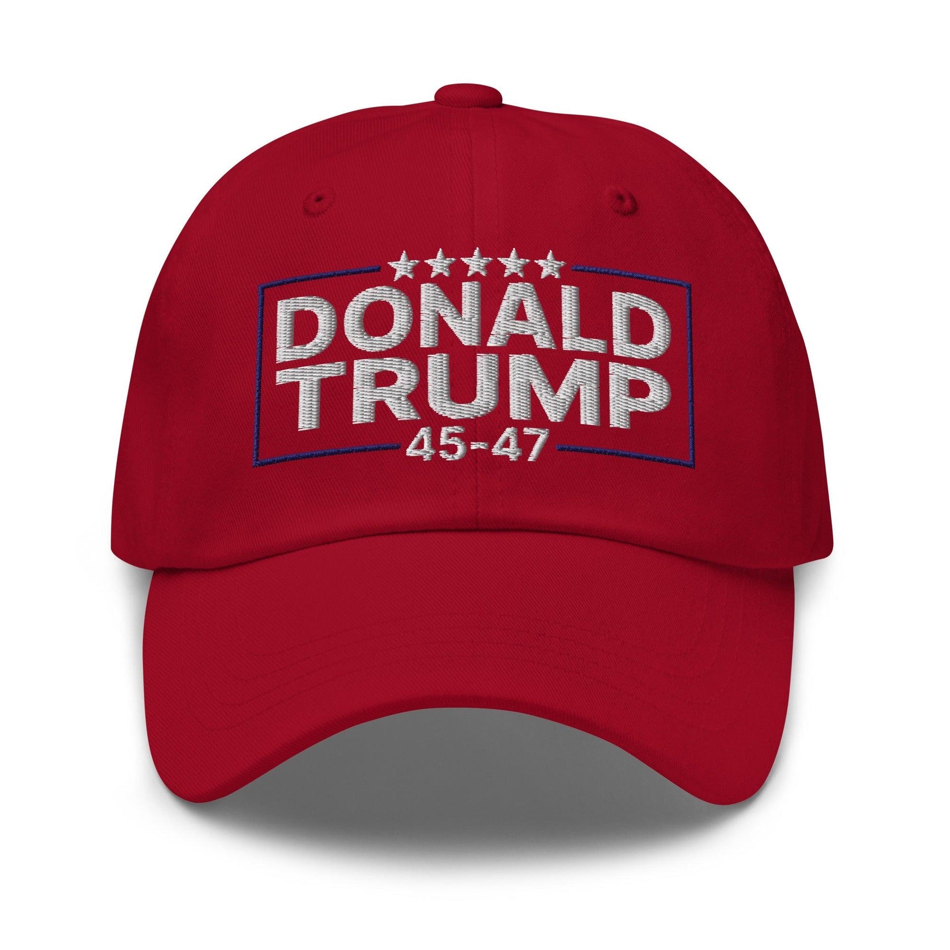 Donald Trump 45-47 Embroidered Dad Hat Cranberry Capital Crowns Conservative Dad Hats LADs