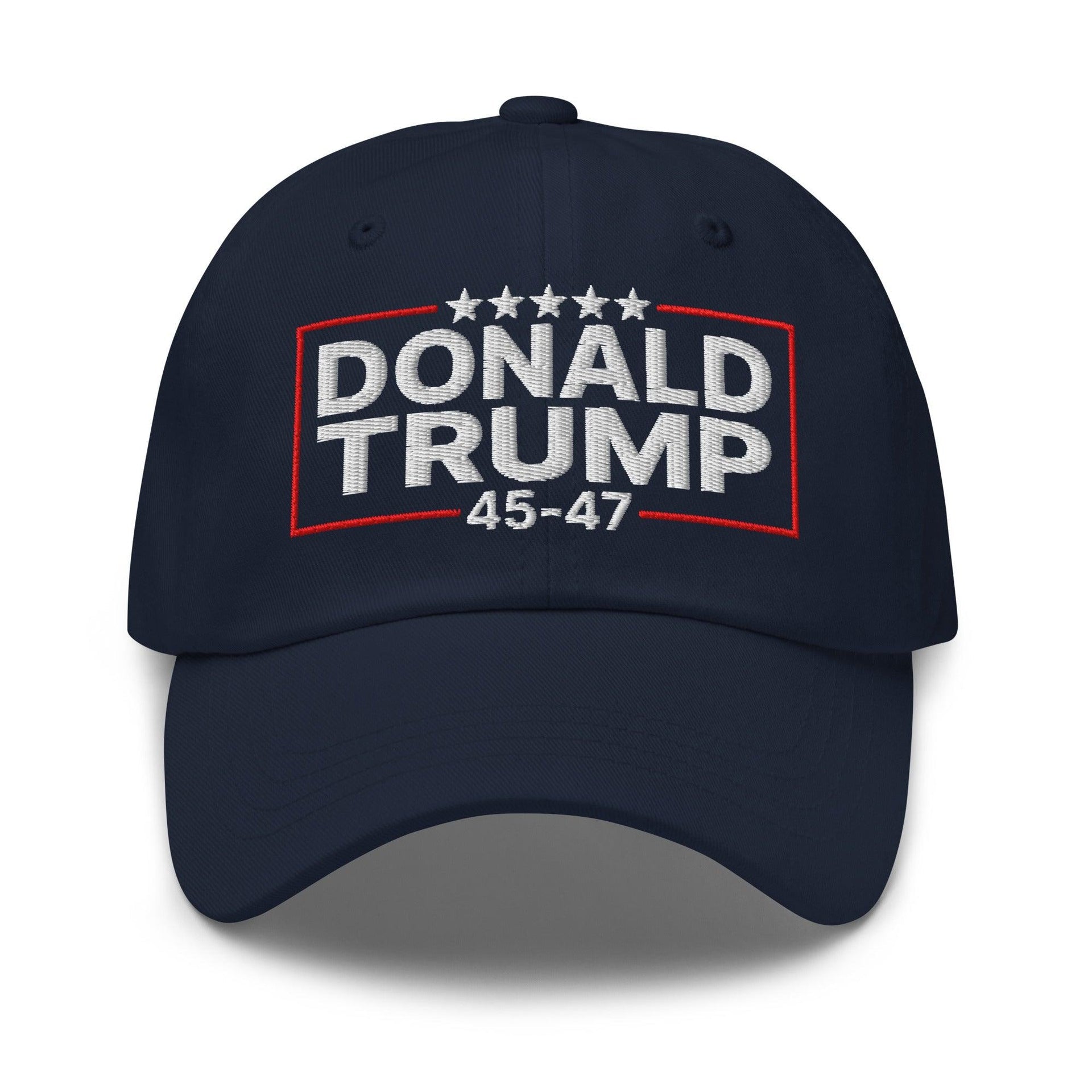 Donald Trump 45-47 Embroidered Dad Hat Navy Capital Crowns Conservative Dad Hats LADs