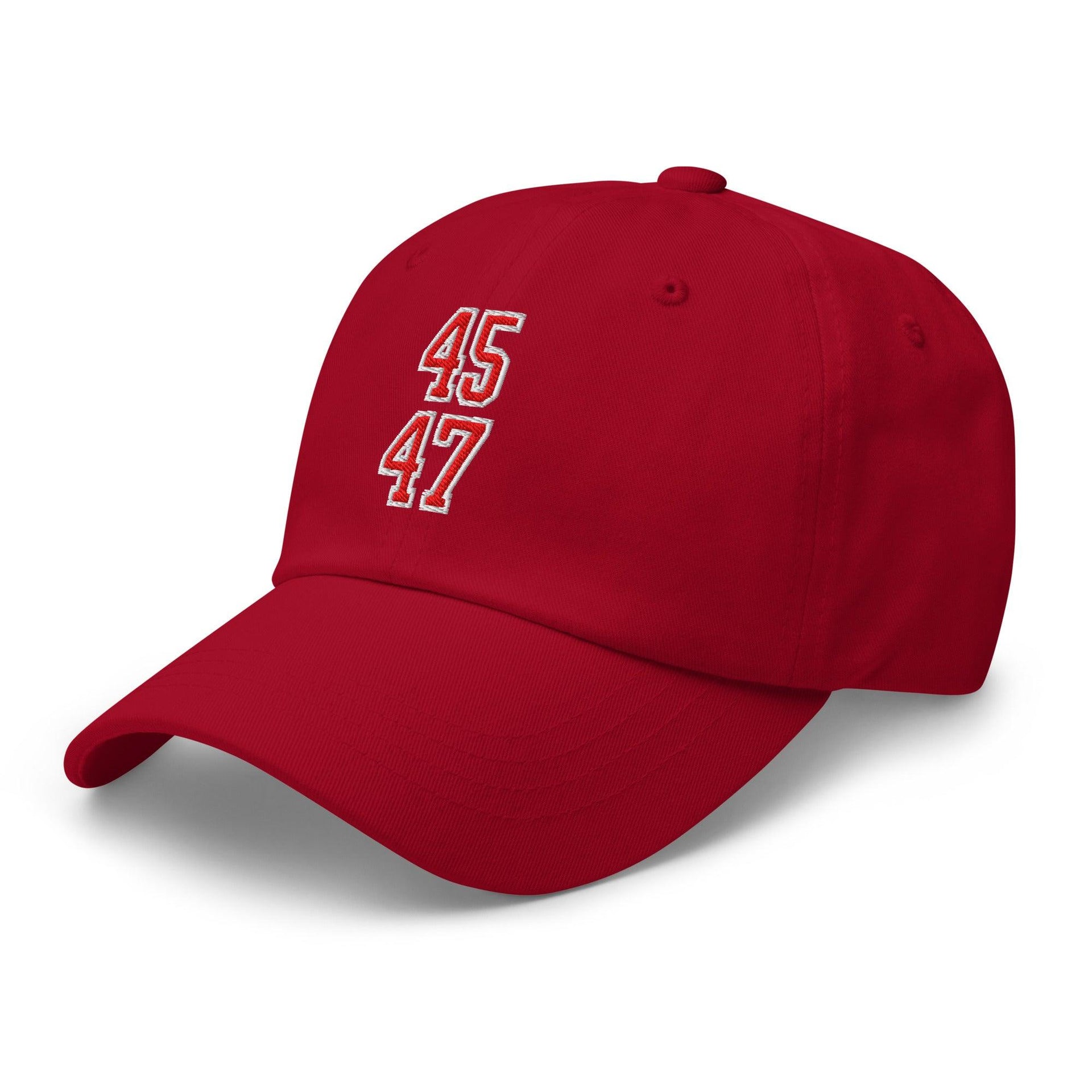 Donald Trump 45-47 Embroidered Dad Hat Red/White Capital Crowns Conservative Dad Hats LADs